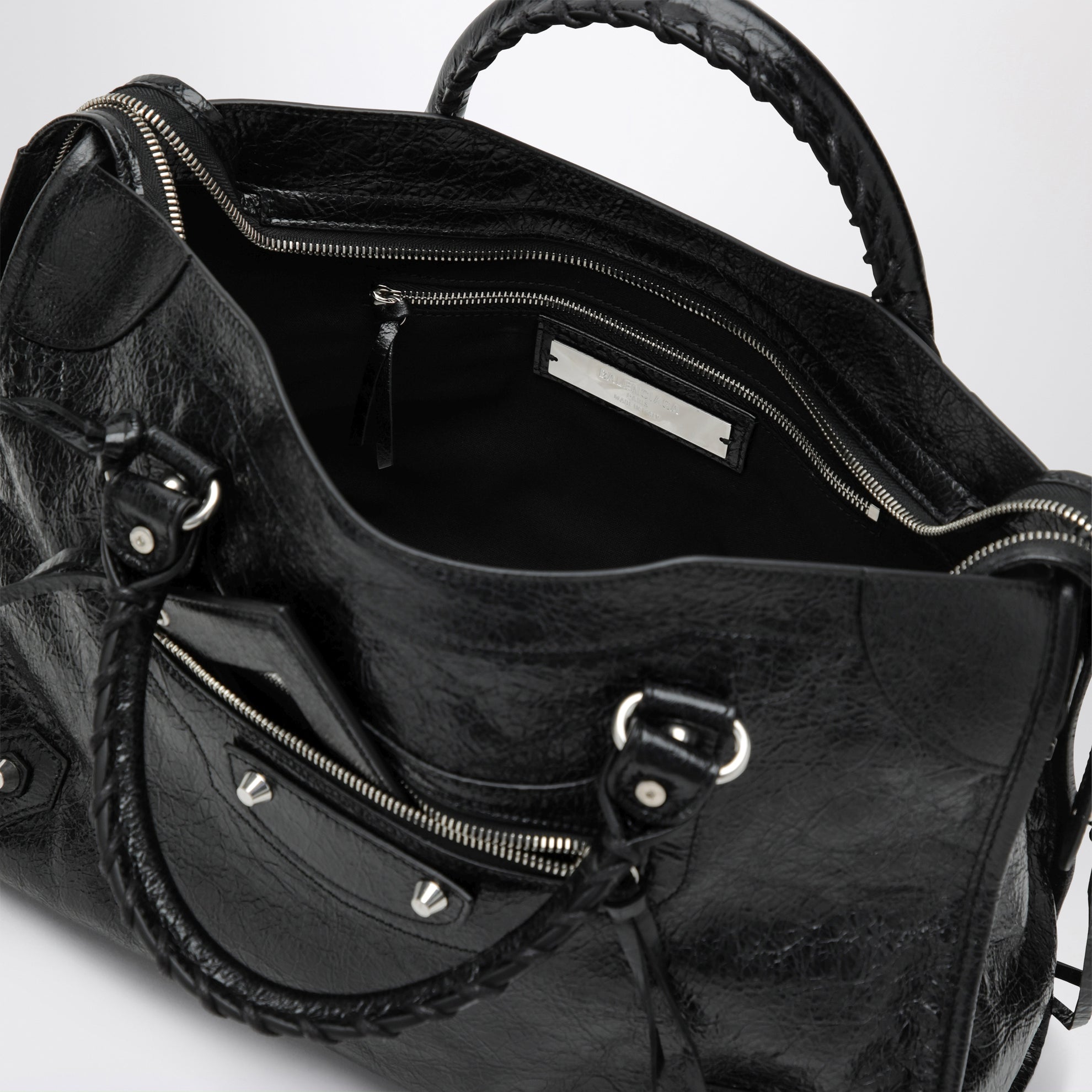 Borsa Le City Media nera in pelle di agnello