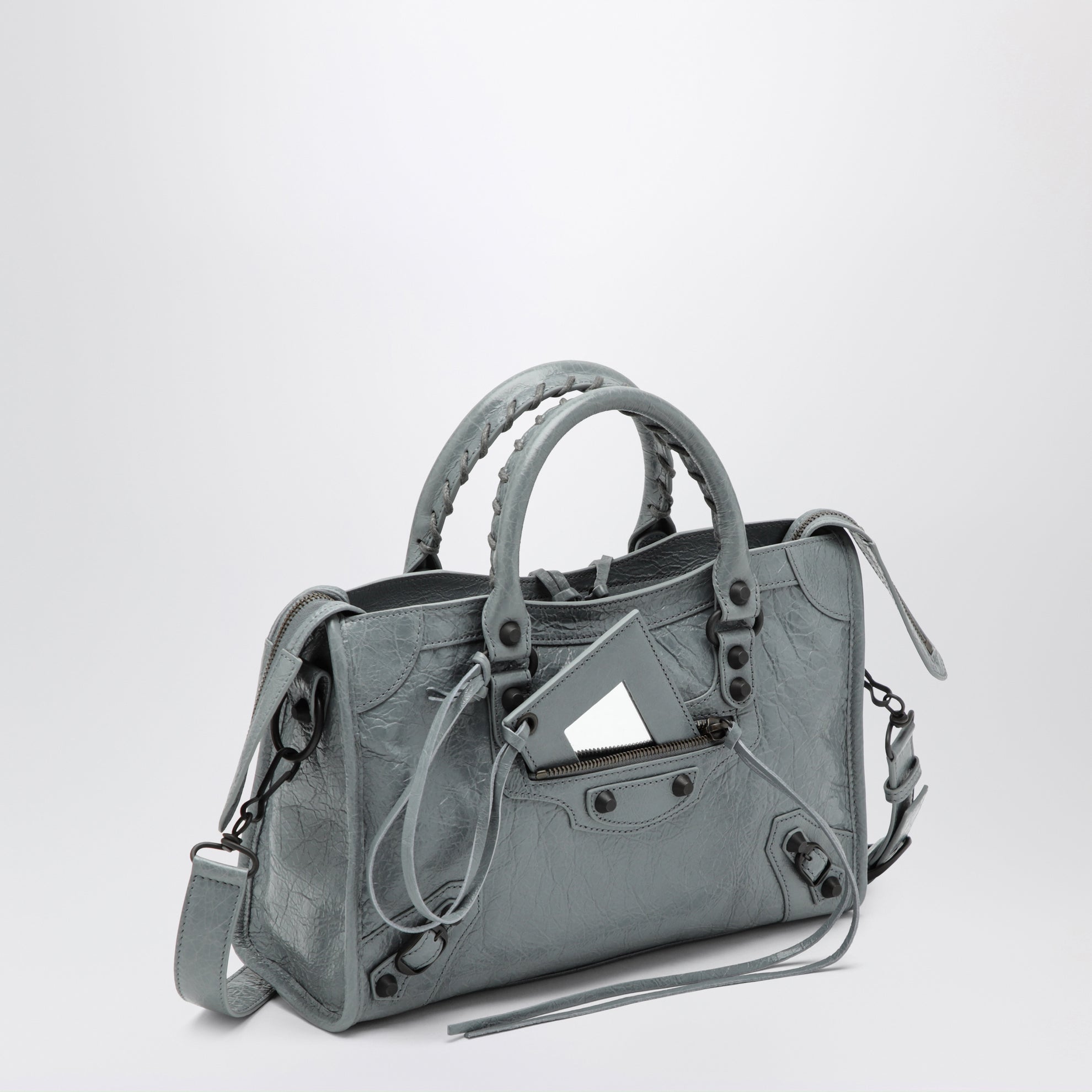 Borsa Le City piccola in pelle blu grigia