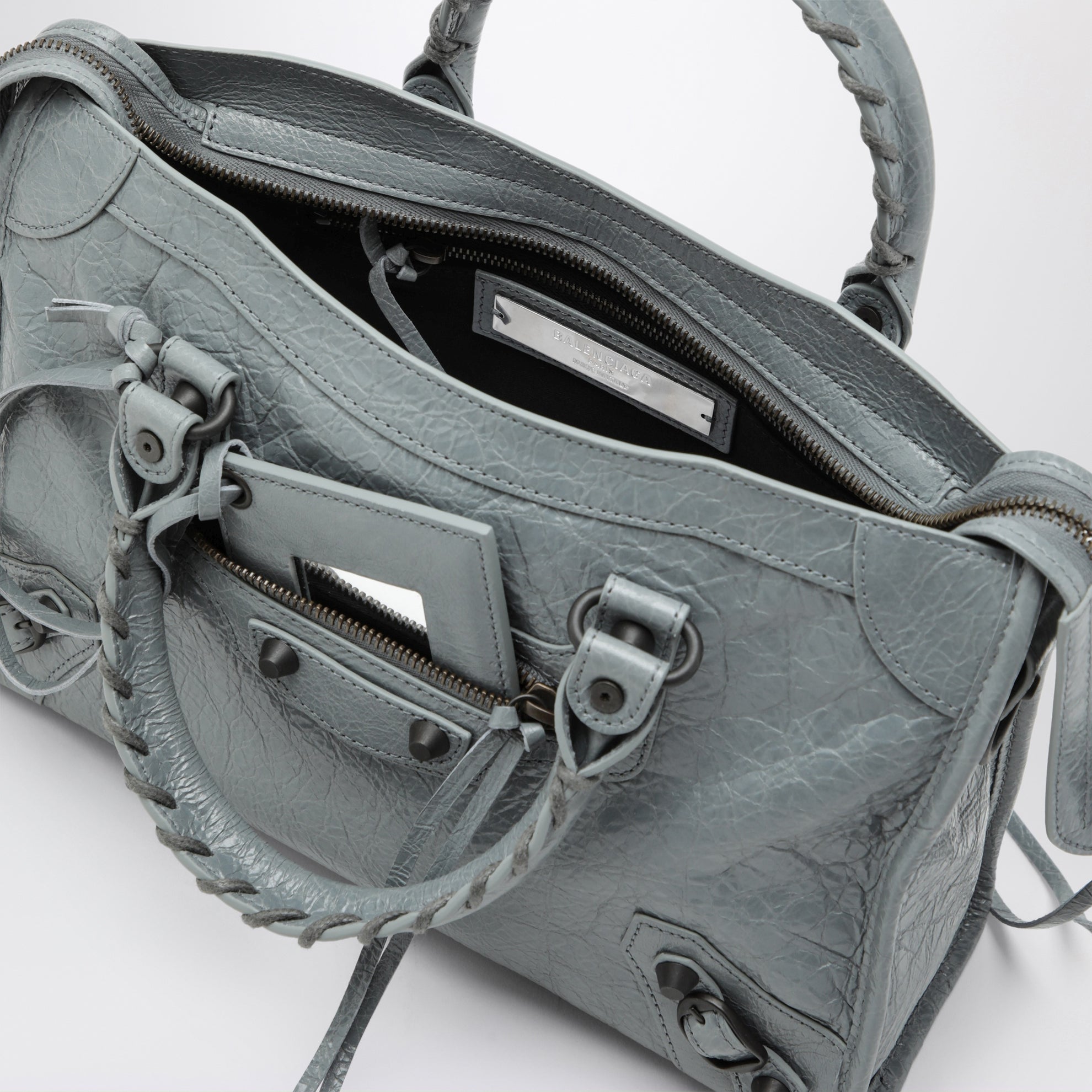 Borsa Le City piccola in pelle blu grigia