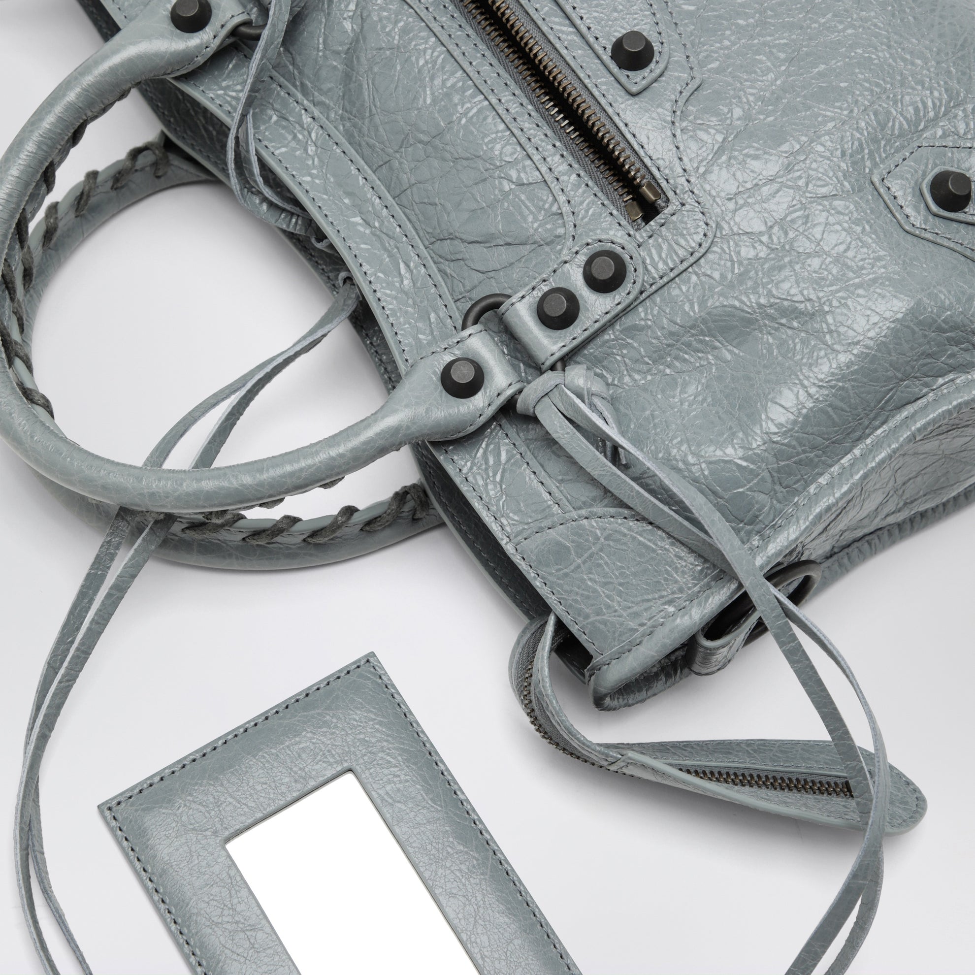 Borsa Le City piccola in pelle blu grigia