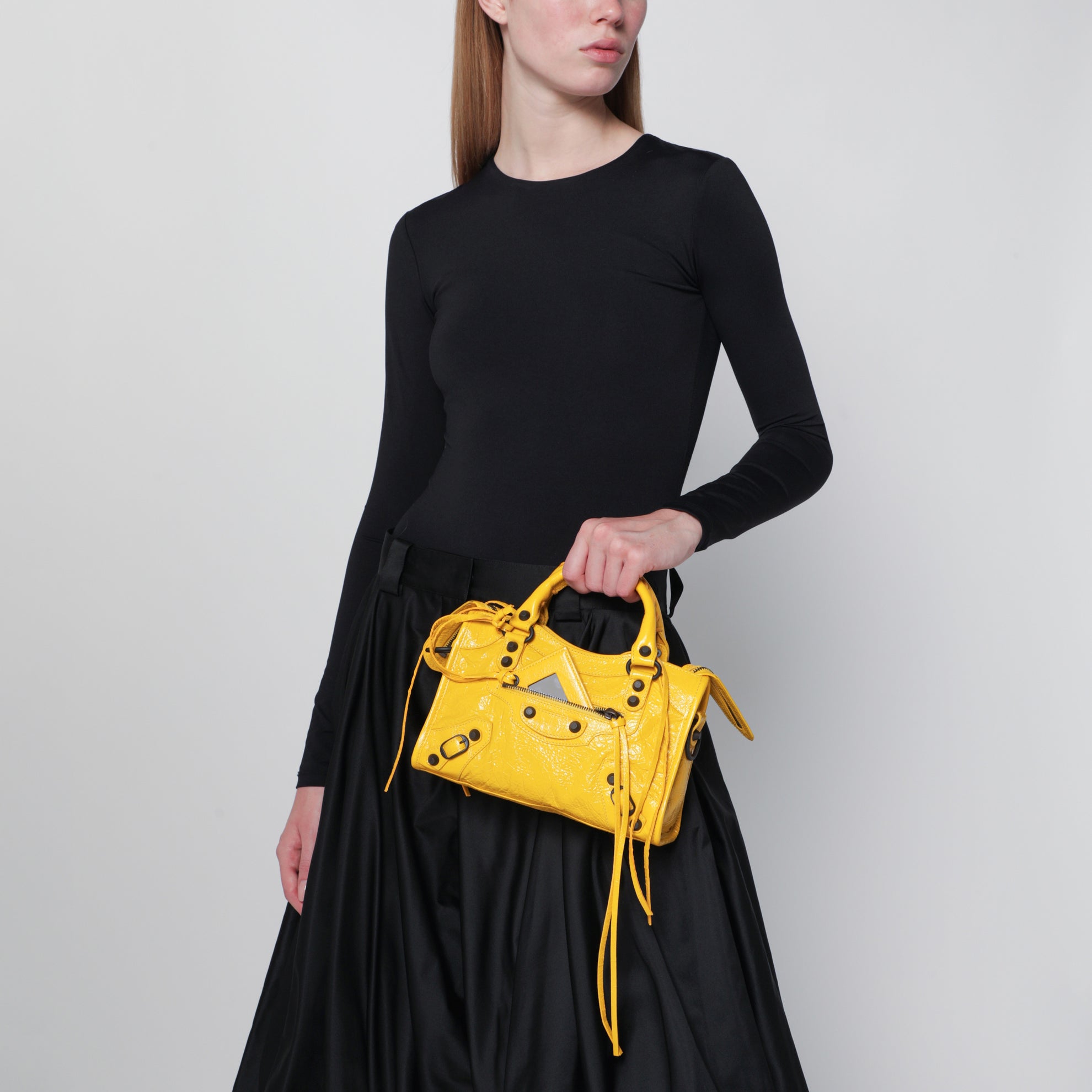 Sac Le City Mini en cuir d’agneau jaune