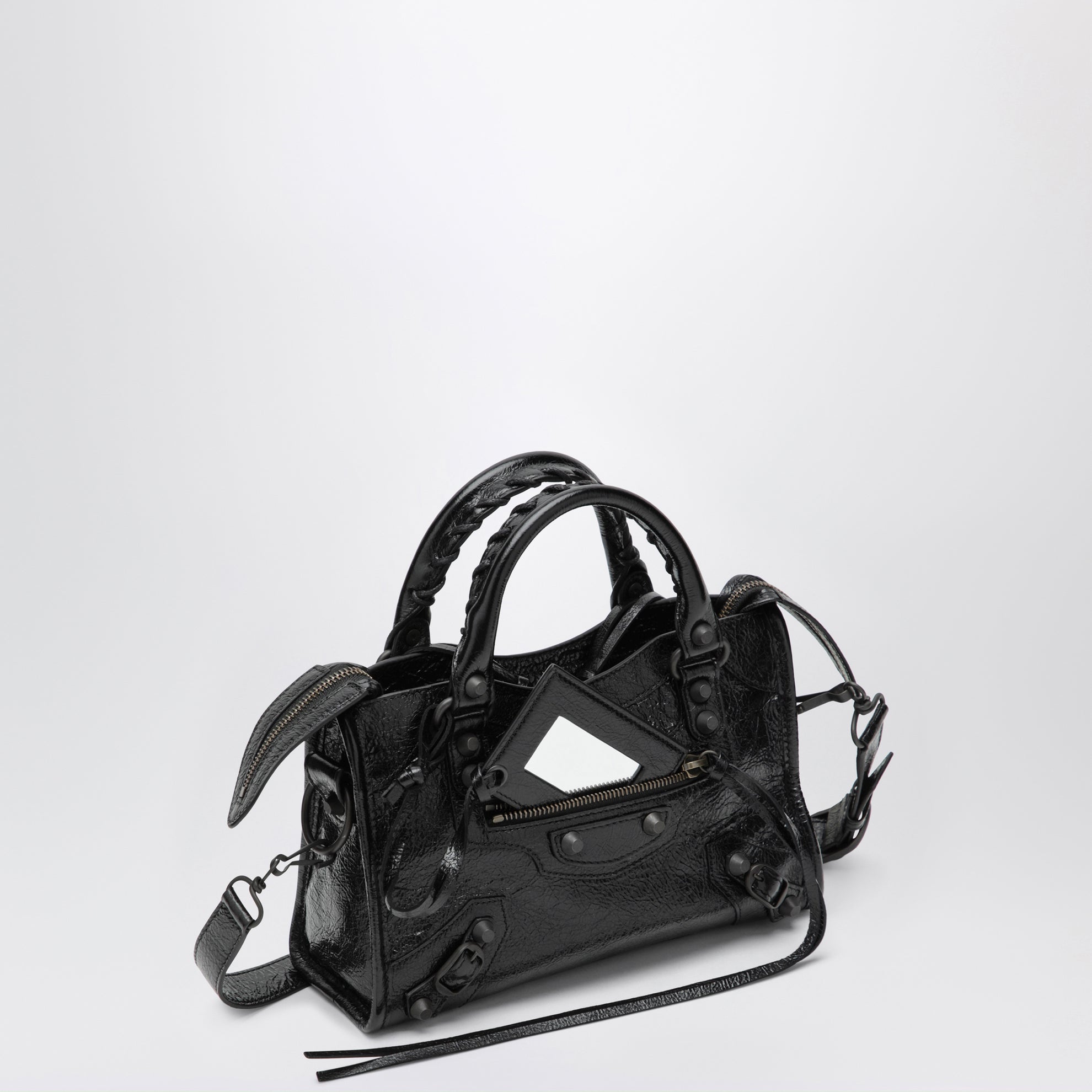 Le City Mini Handtasche aus Lammleder in Schwarz