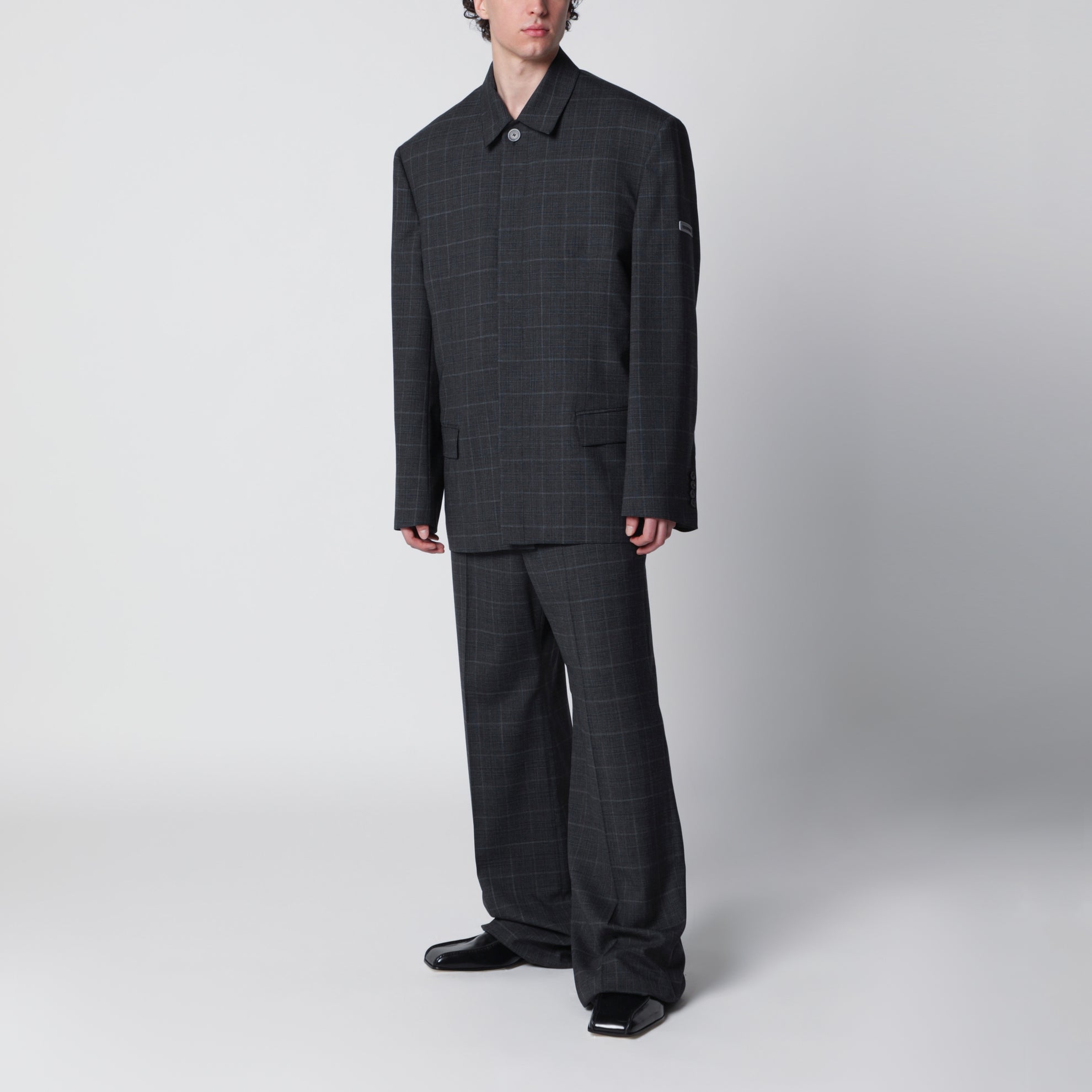 Grey check wool jacket