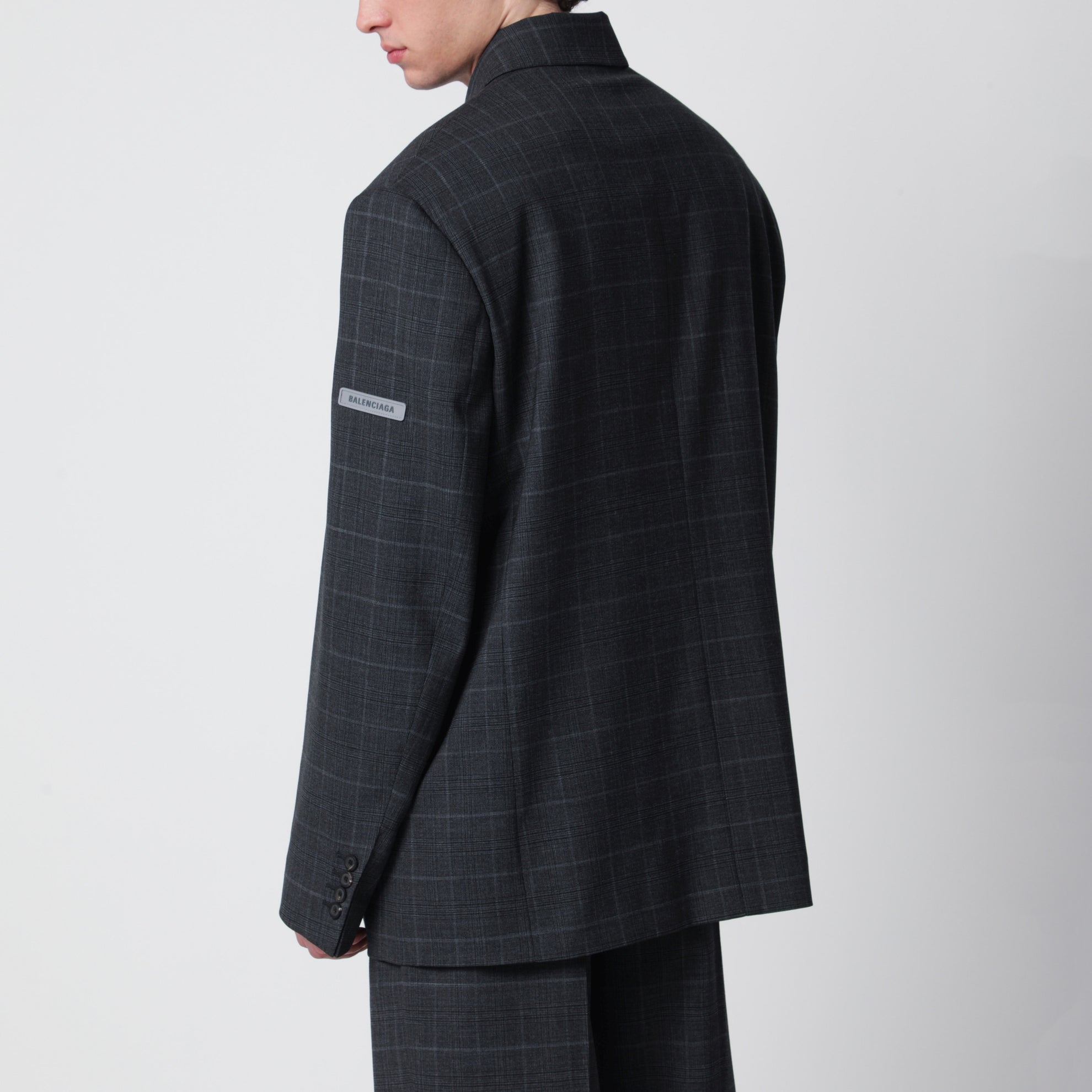 Grey check wool jacket