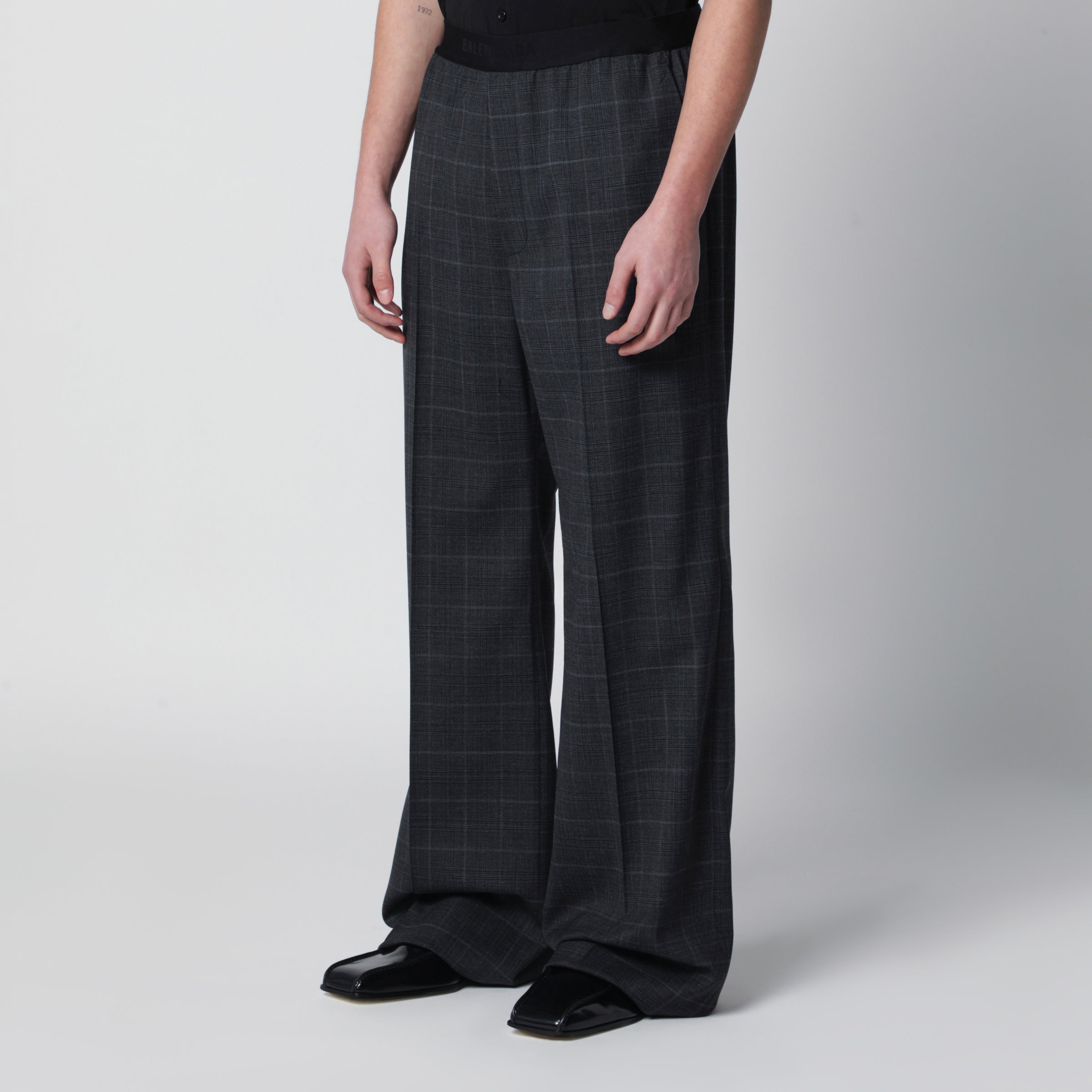 Balenciaga Dark grey tartan trousers | TheDoubleF