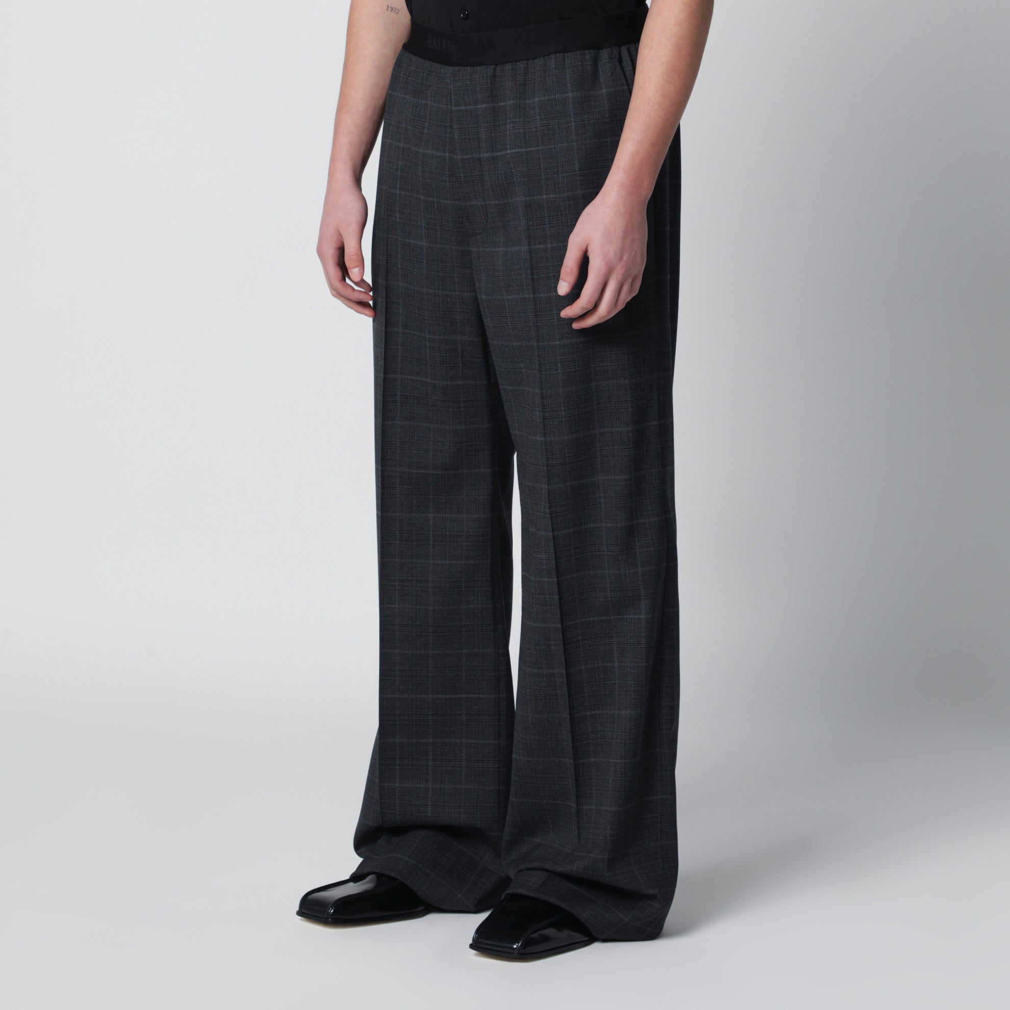 Pantalone in tartan grigio scuro