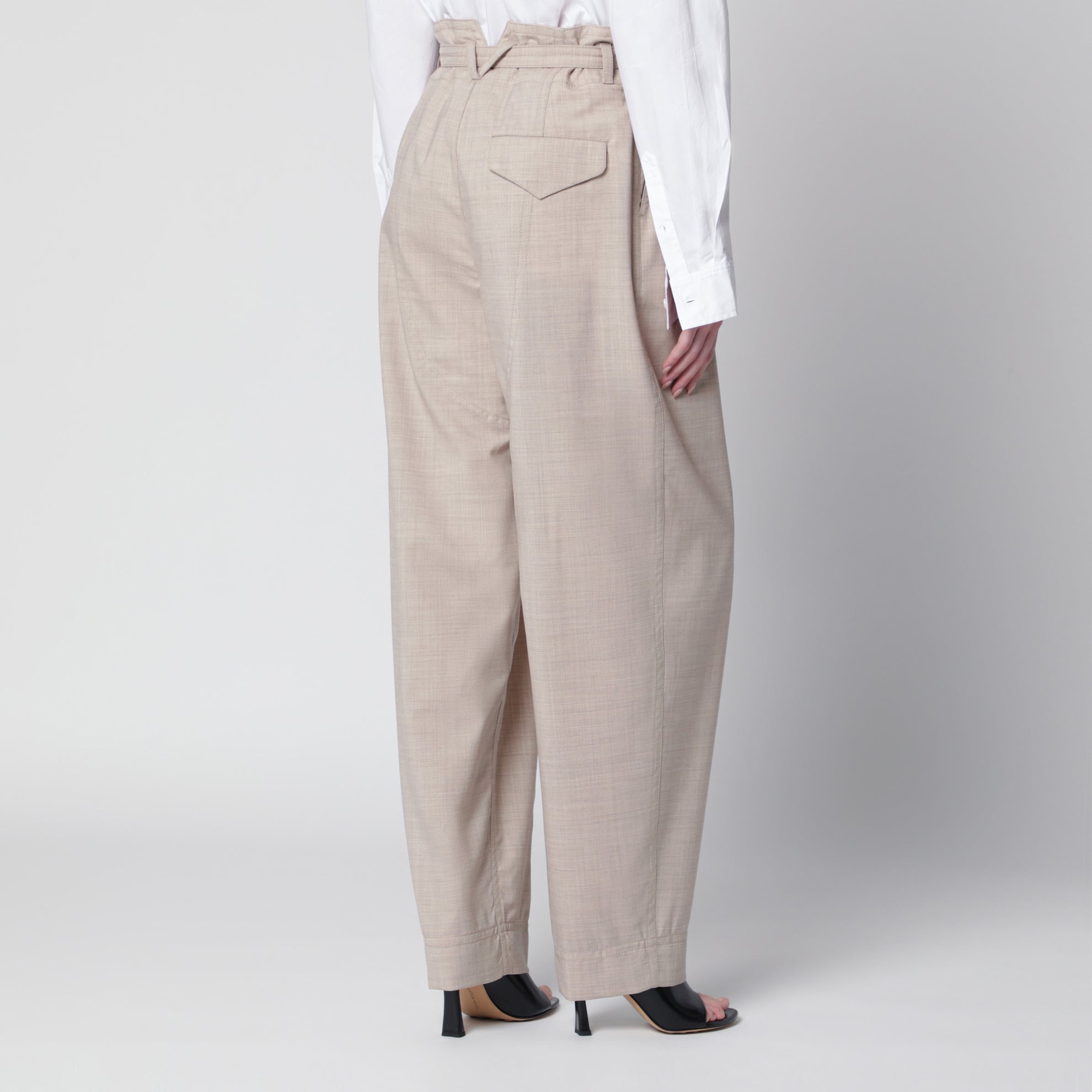 Beige mélange wool trousers