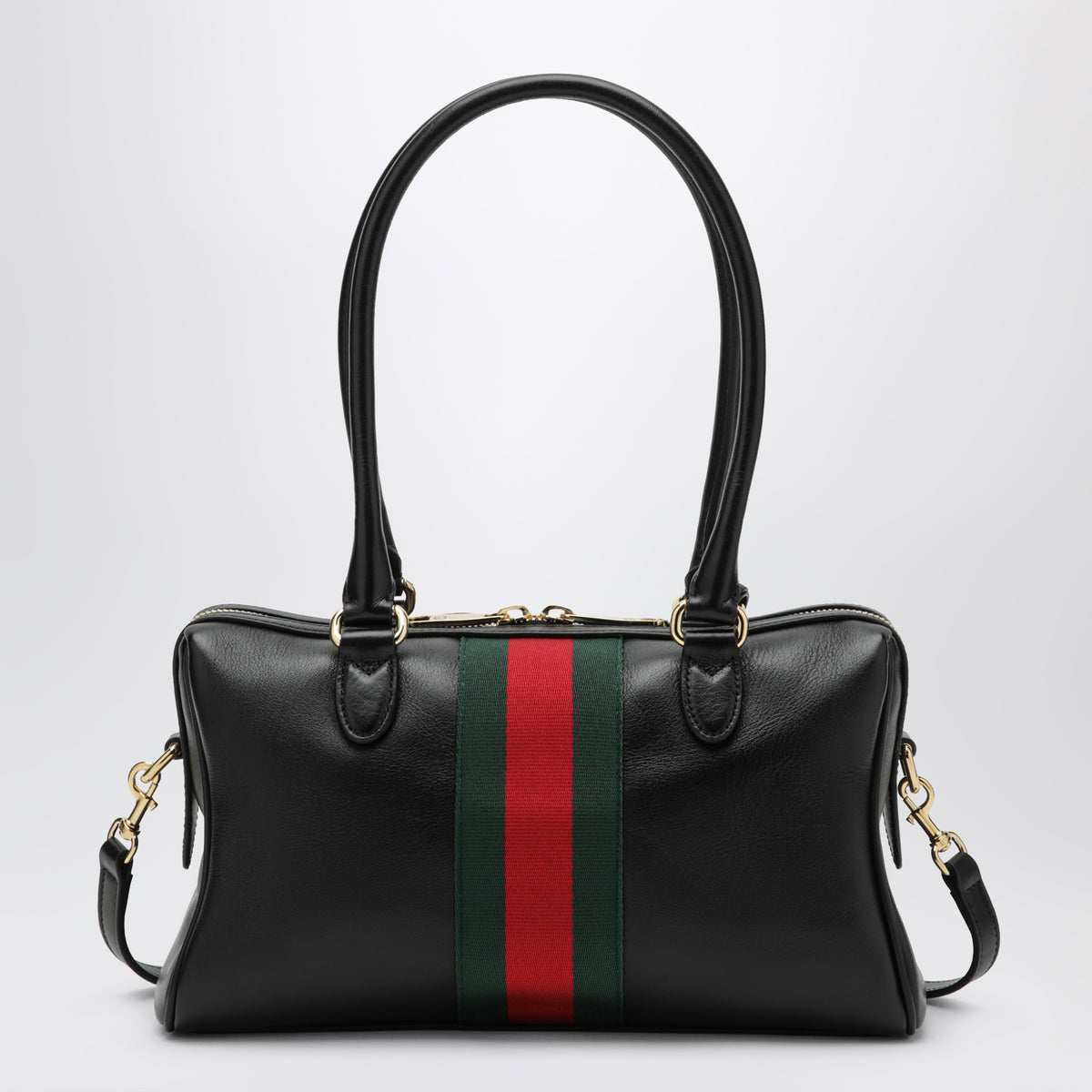 Medium Borsetto black leather Boston bag
