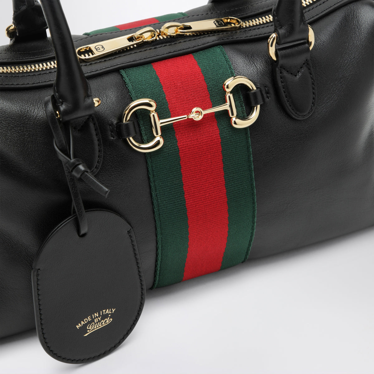 Medium Borsetto black leather Boston bag