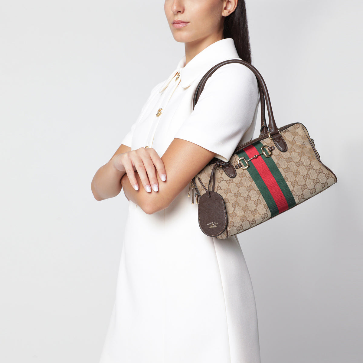 Sac bowling Borsetto en tissu GG de taille moyenne