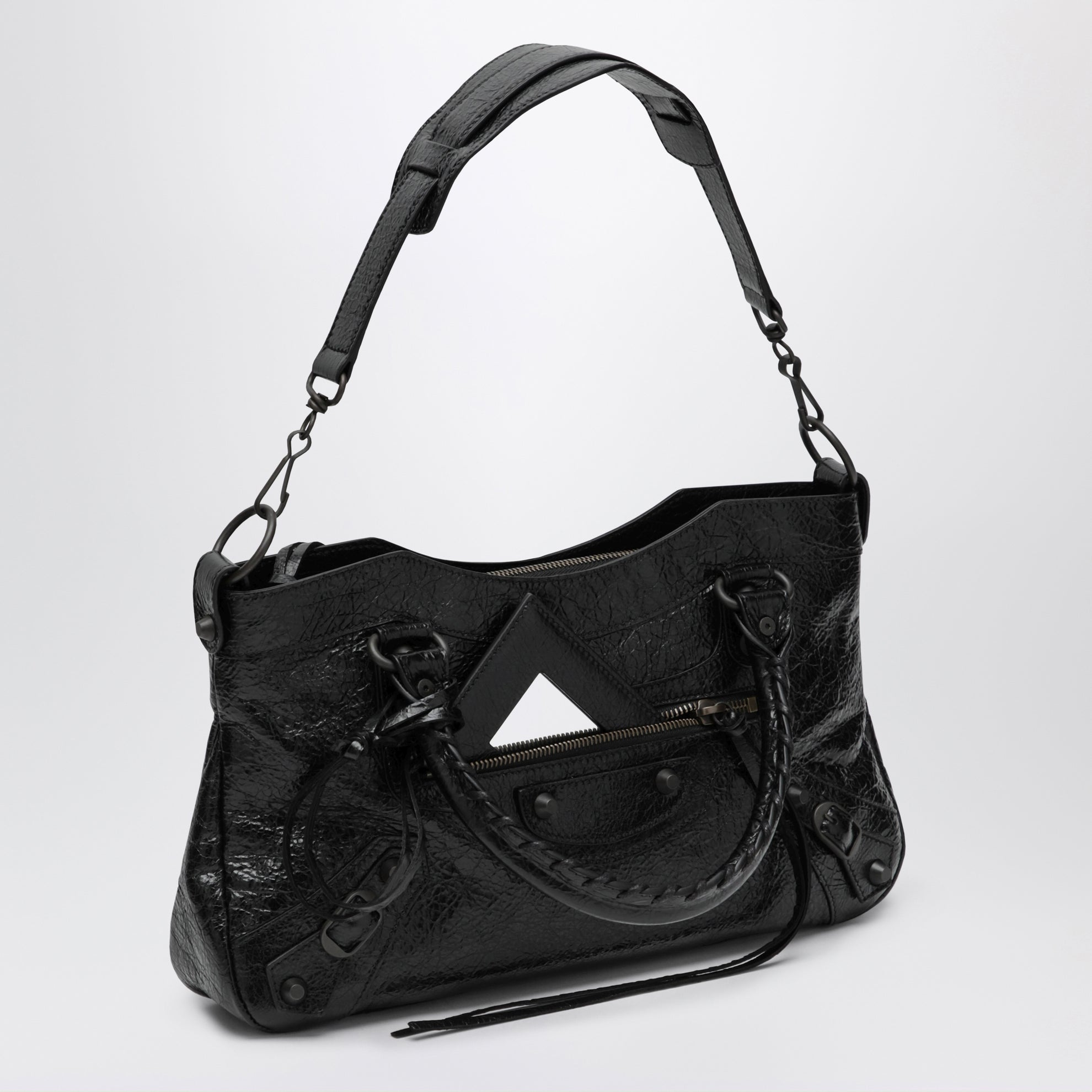 Borsa Le City First in pelle di agnello nera