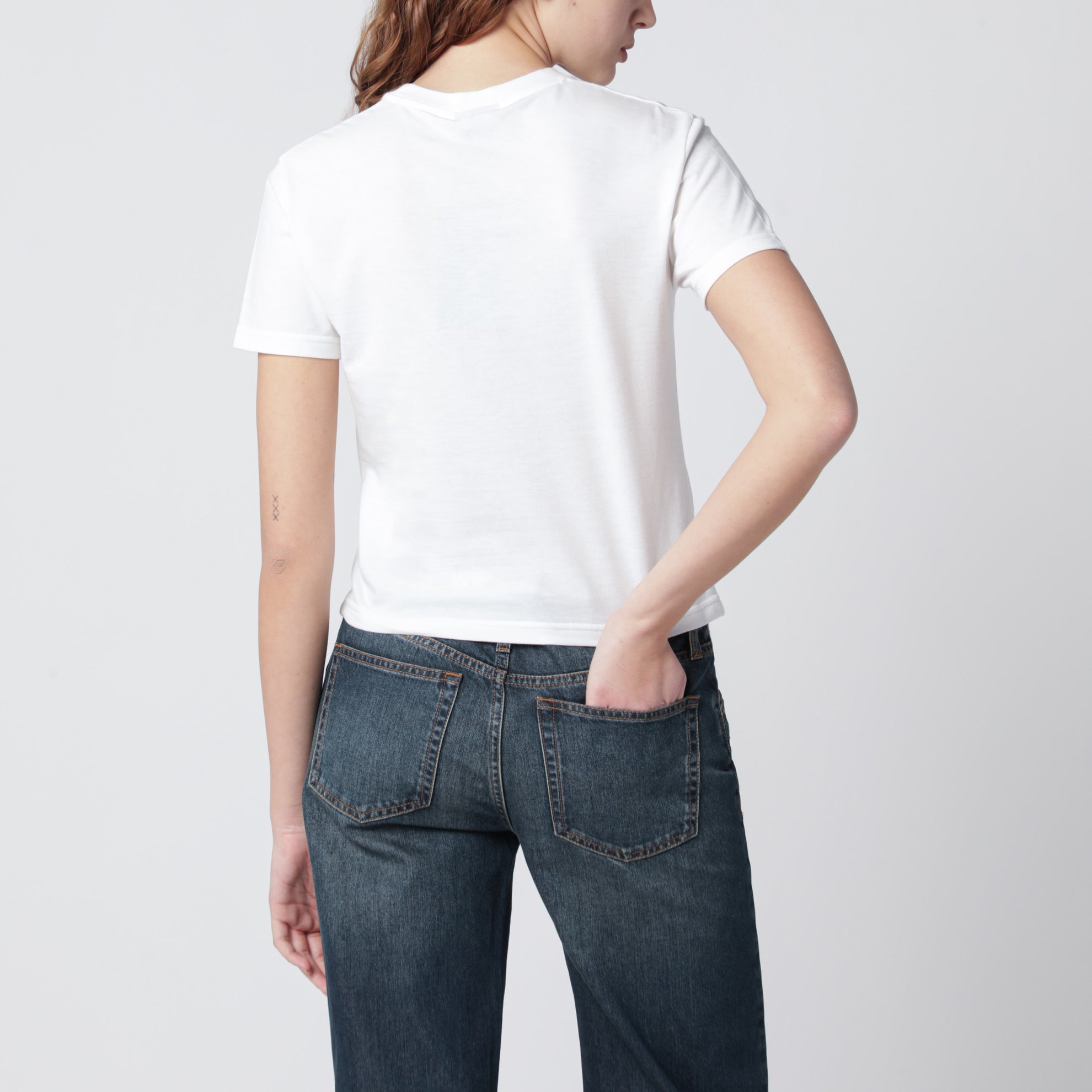 T-Shirt Blanc En Coton Avec Écusson Logo