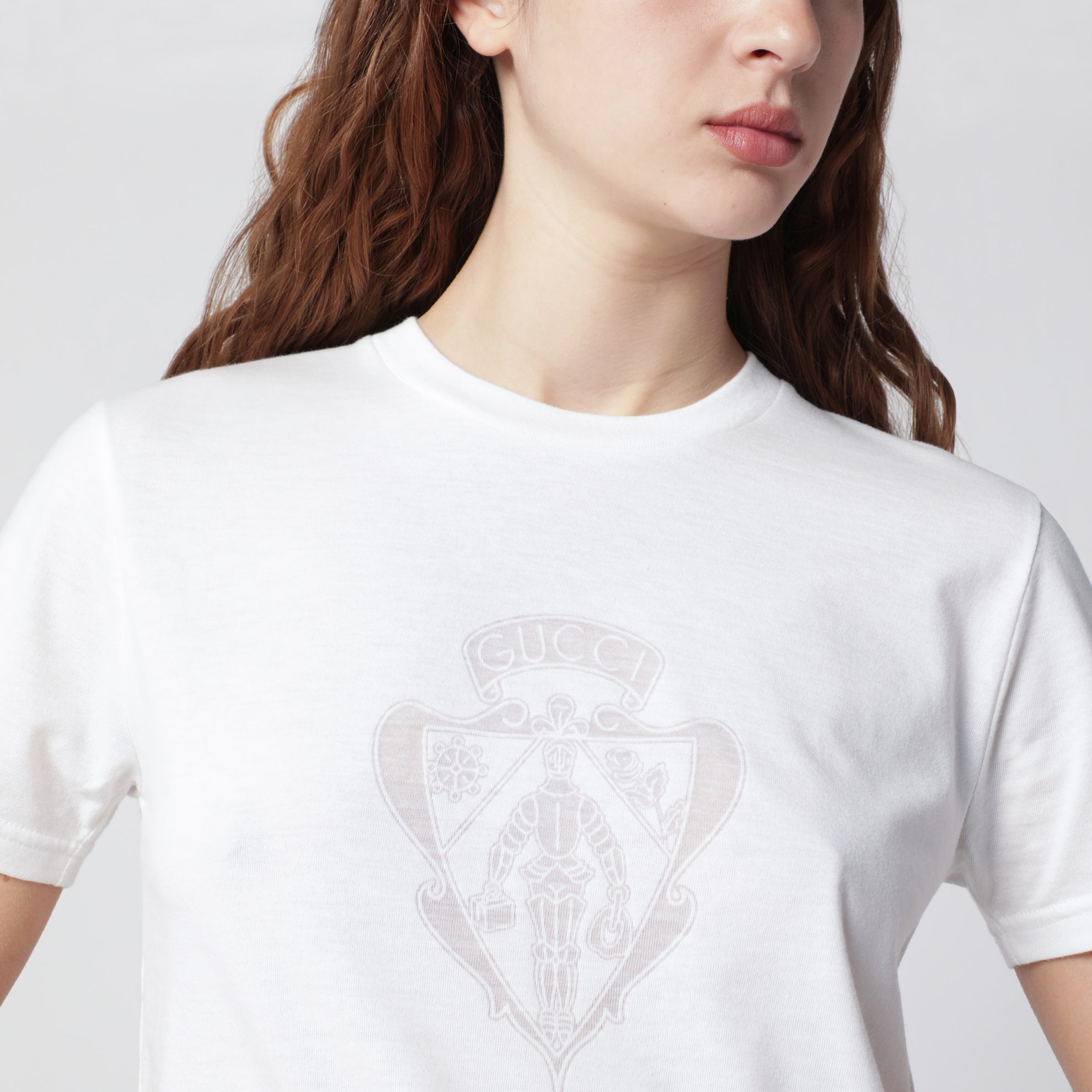 T-Shirt Blanc En Coton Avec Écusson Logo