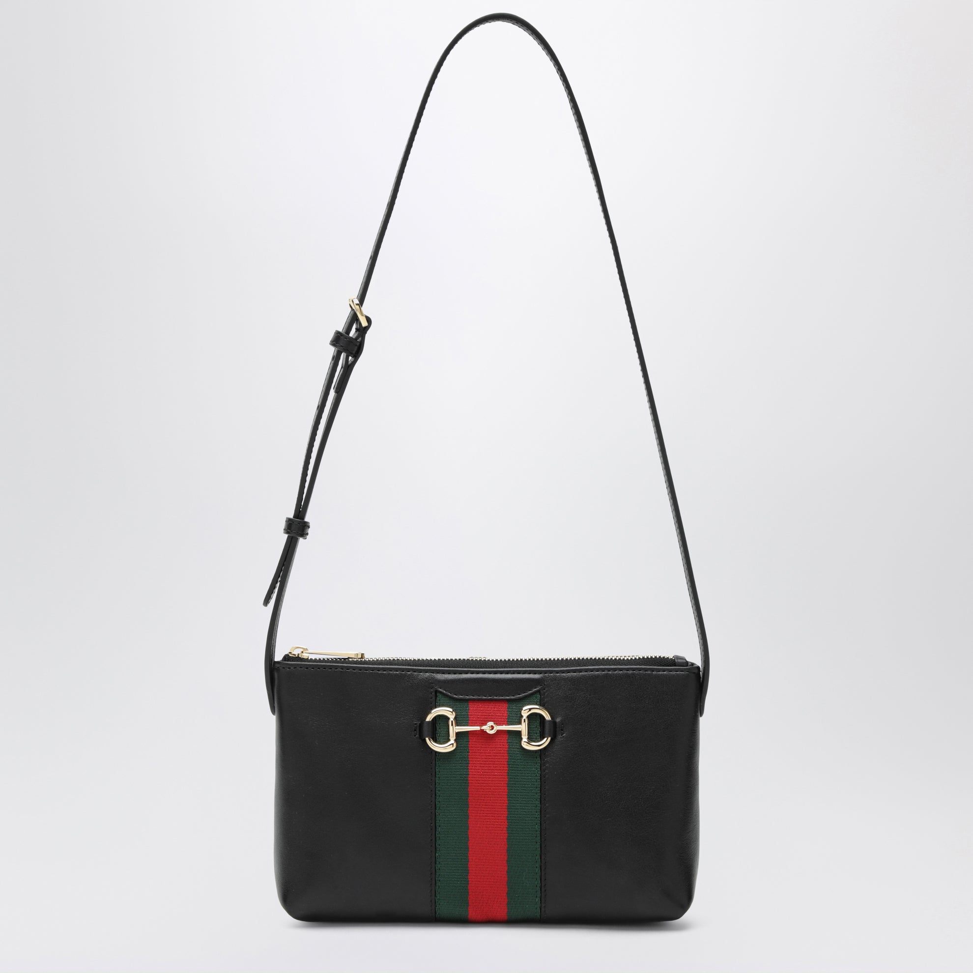 Mini Horsebit Web Tasche Schwarz Aus Leder