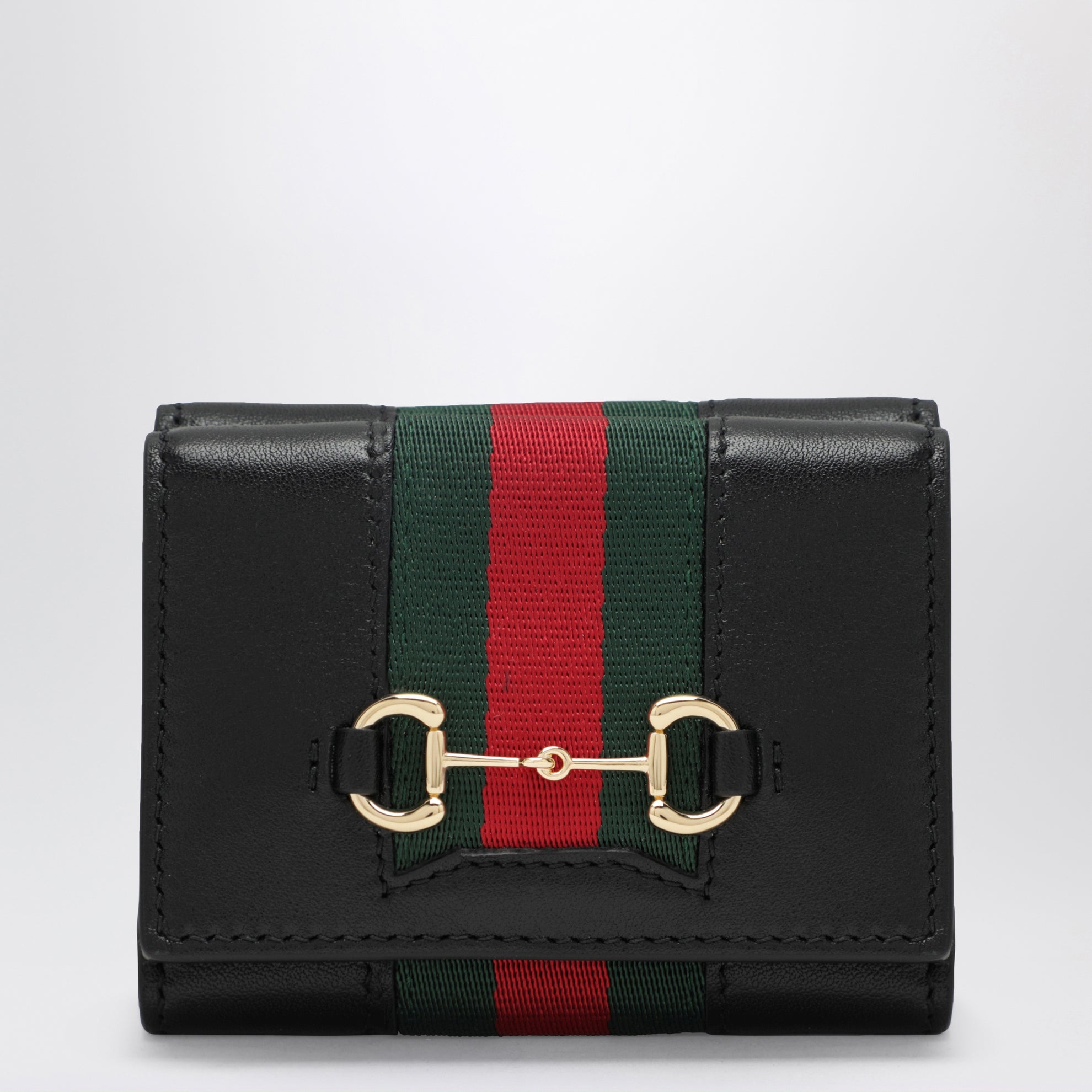 Small tri-fold Gucci Horsebit Web wallet