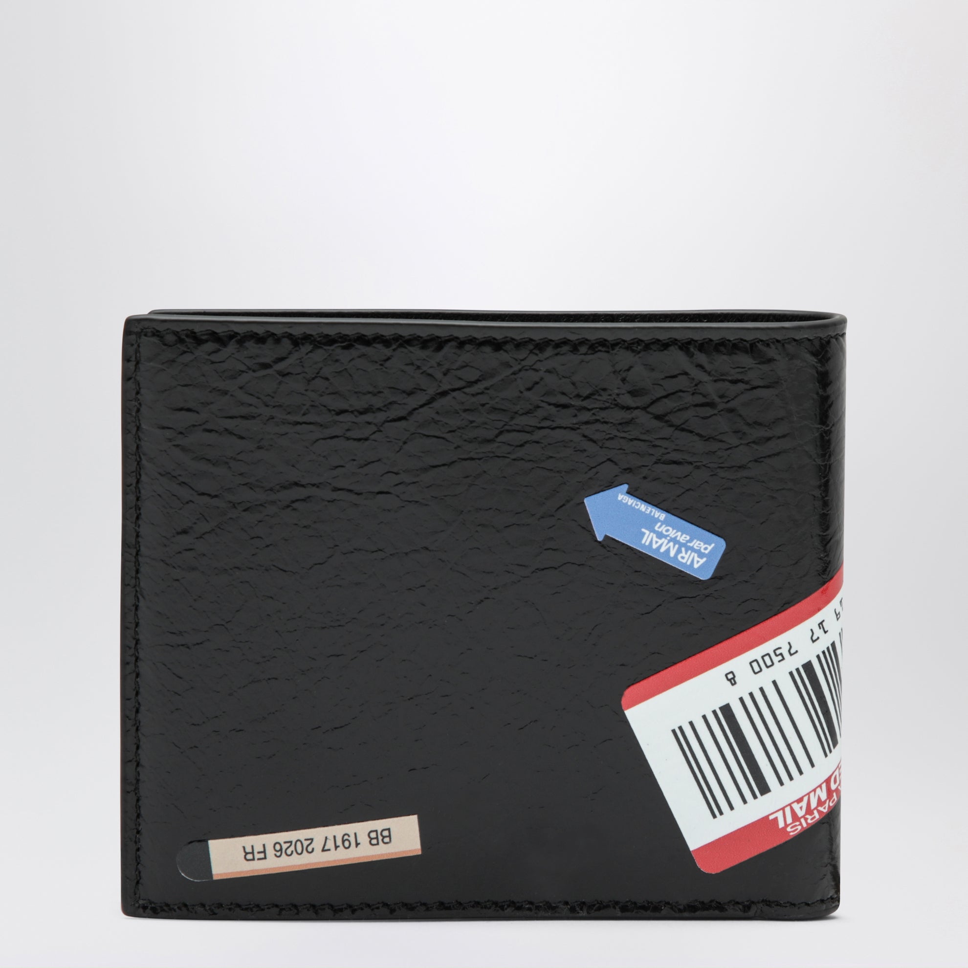 Cash folded square lambskin wallet in black