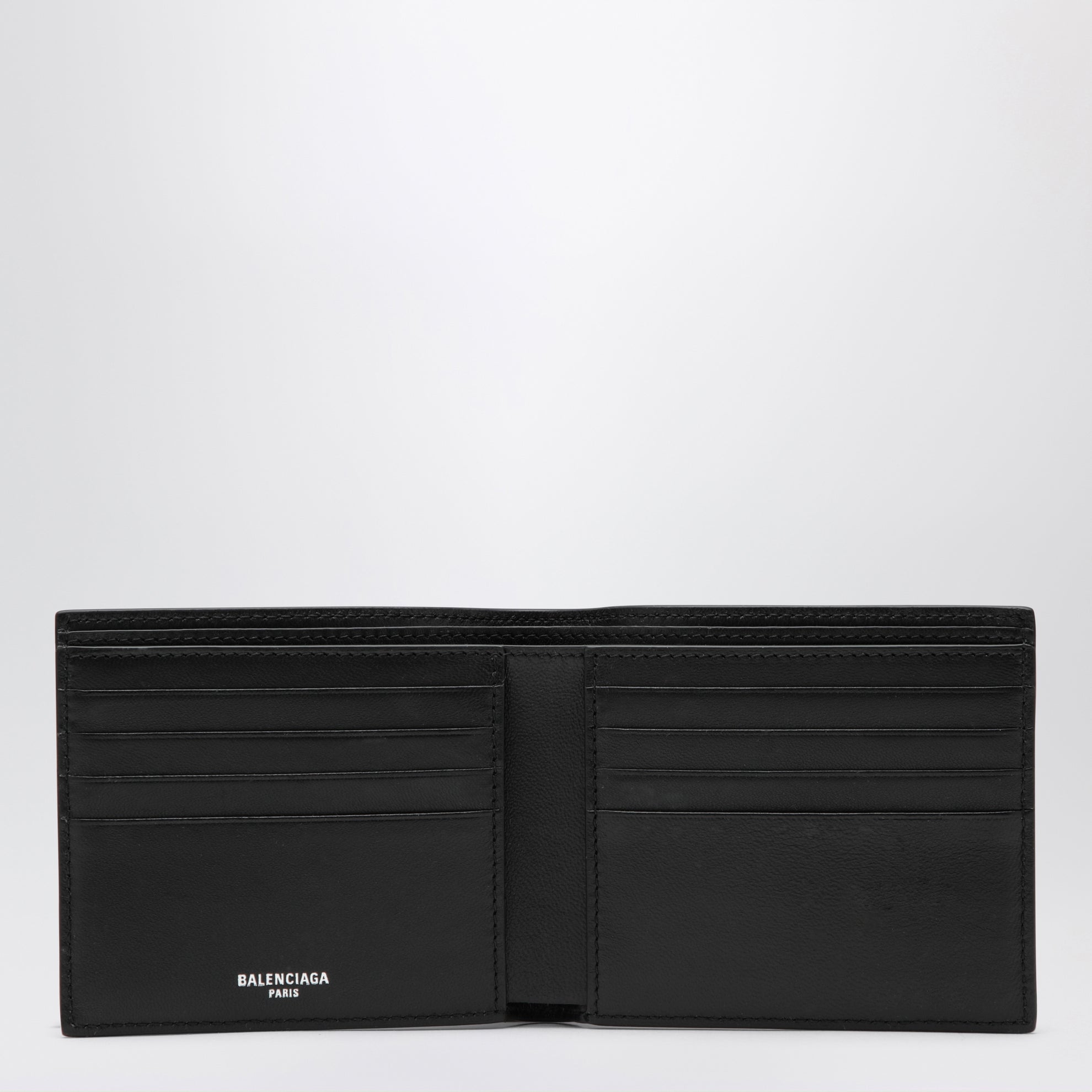 Cash folded square lambskin wallet in black