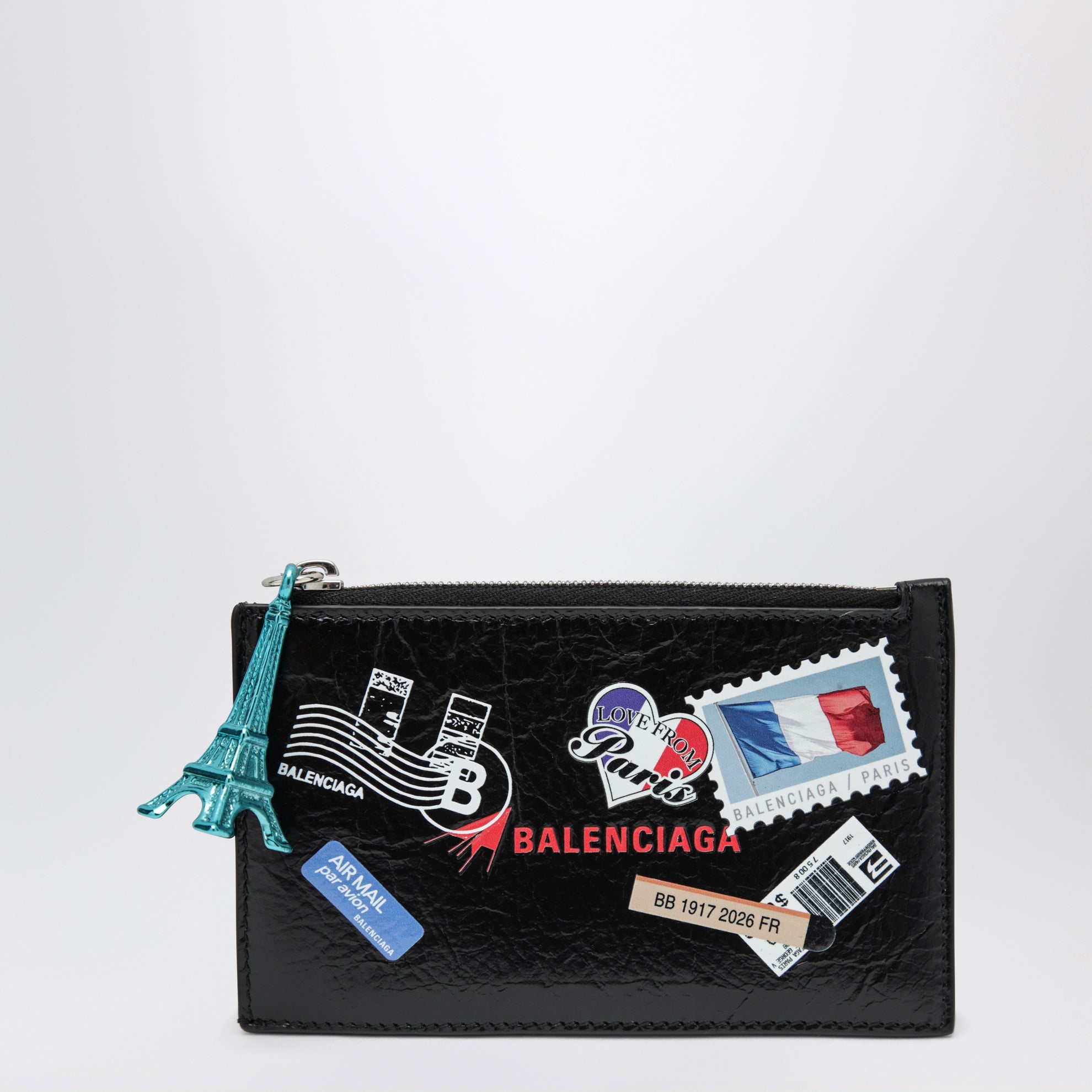 Cash black leather coin purse with card holder
