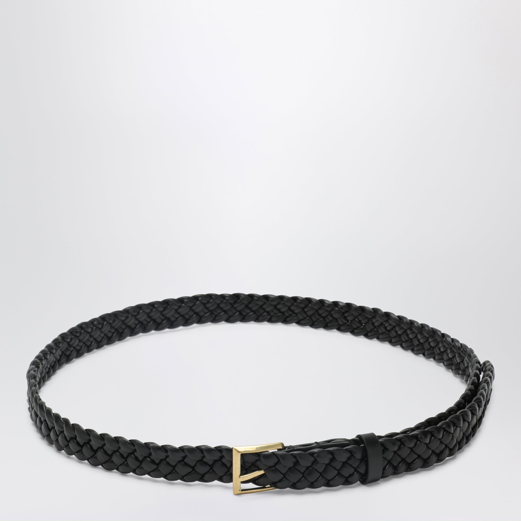 Ceinture en cuir de veau Intreccio noire Solo