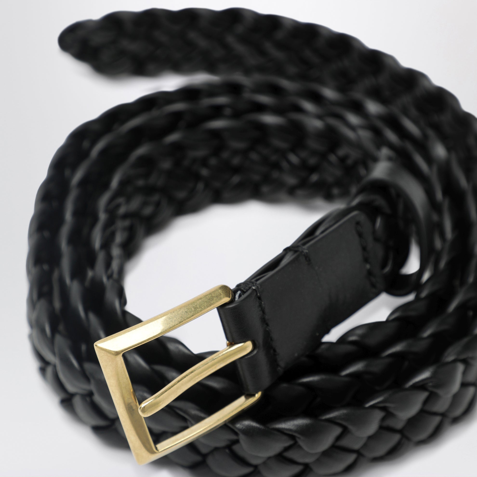 Ceinture en cuir de veau Intreccio noire Solo