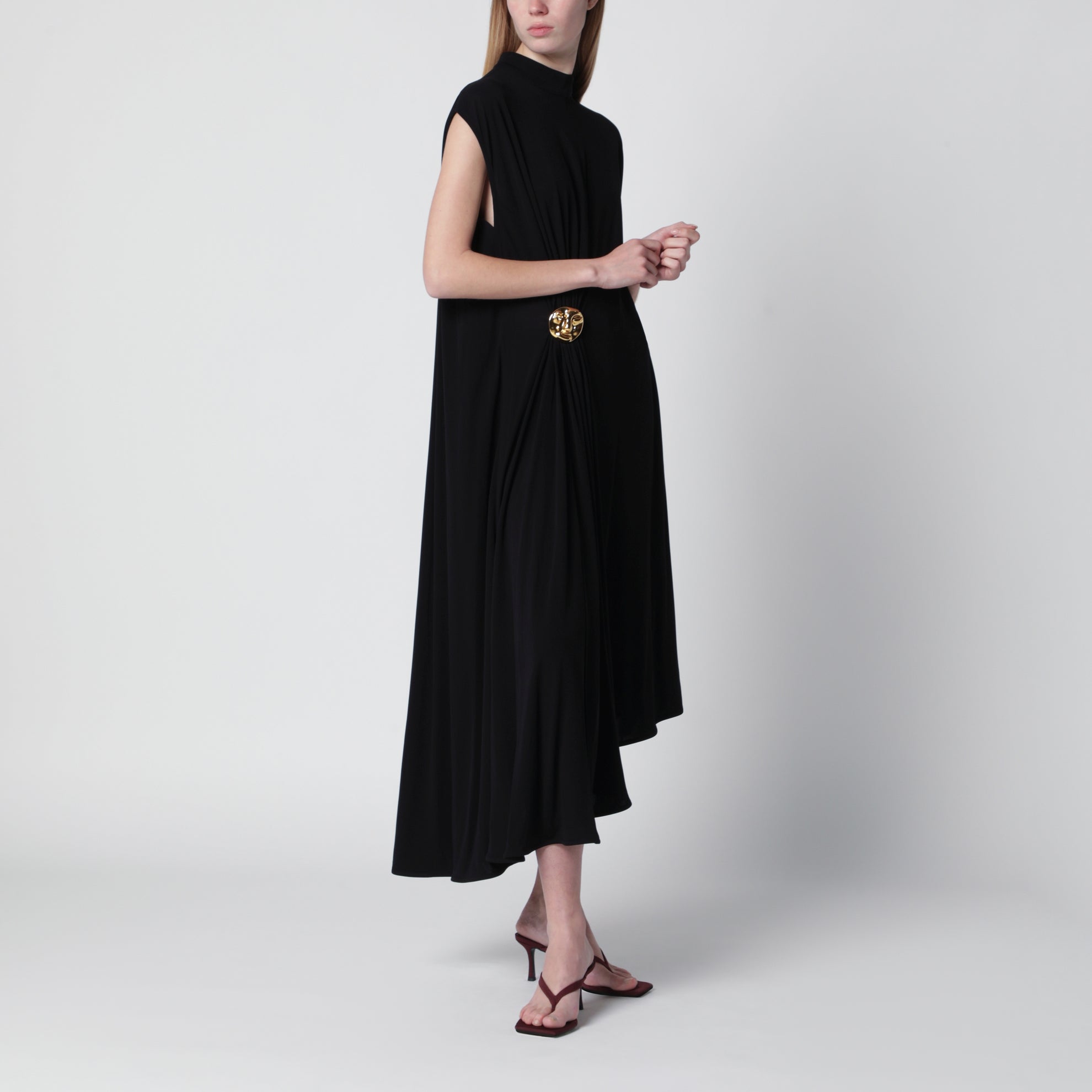 Black dress in viscose crêpe jersey