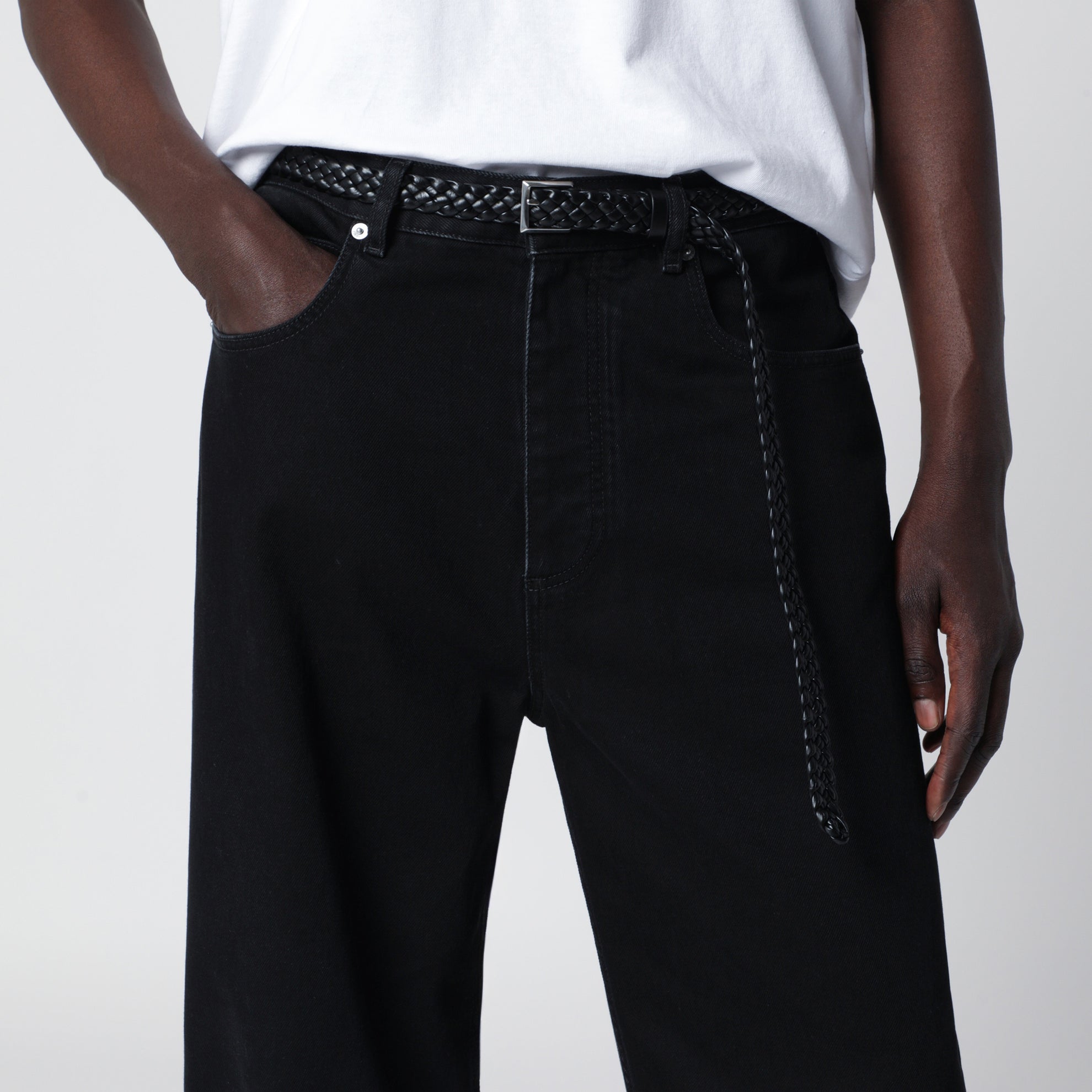 Ceinture Solo Noire En Intrecciato