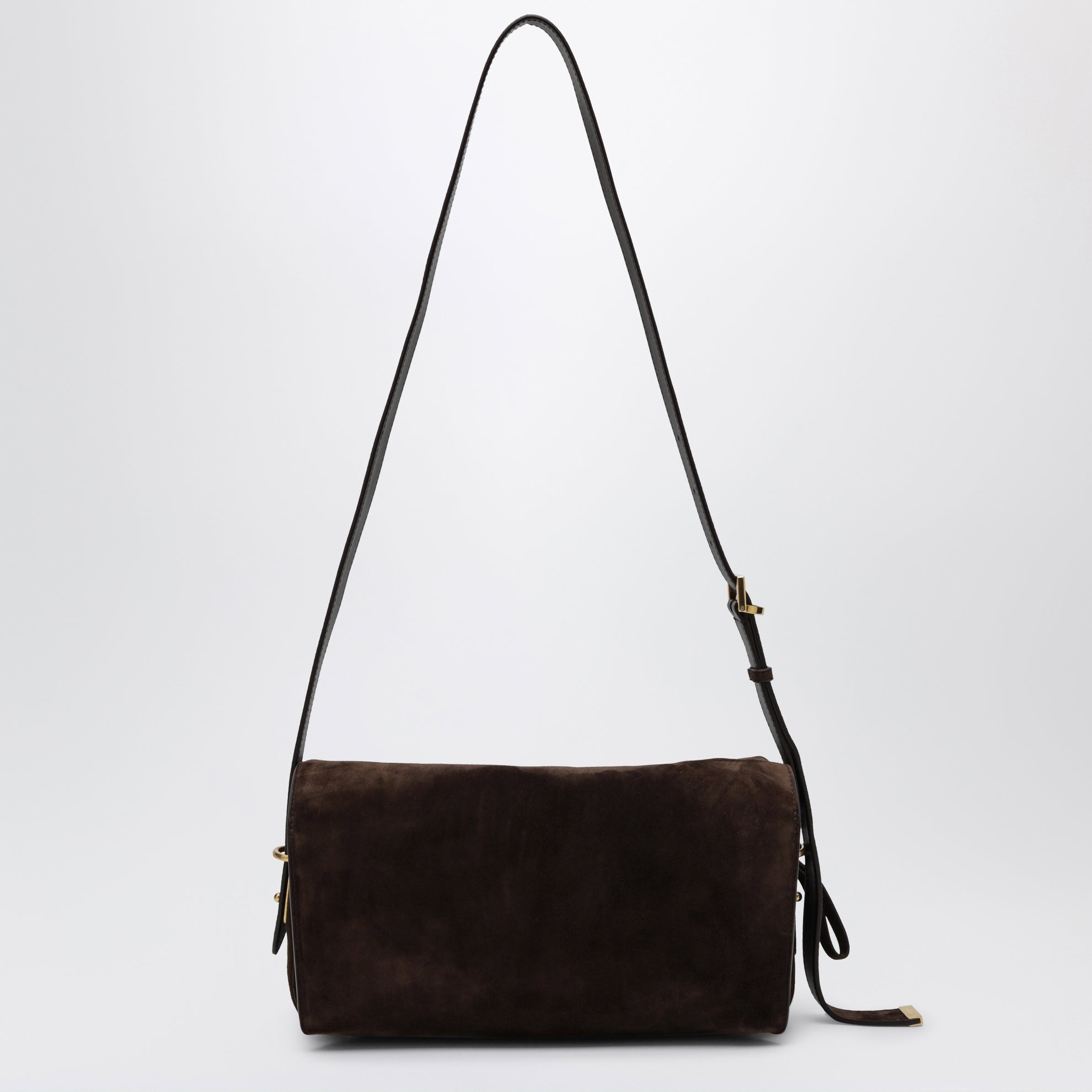 Le 7 Medium suede calfskin shoulder bag in Moka/Ruby