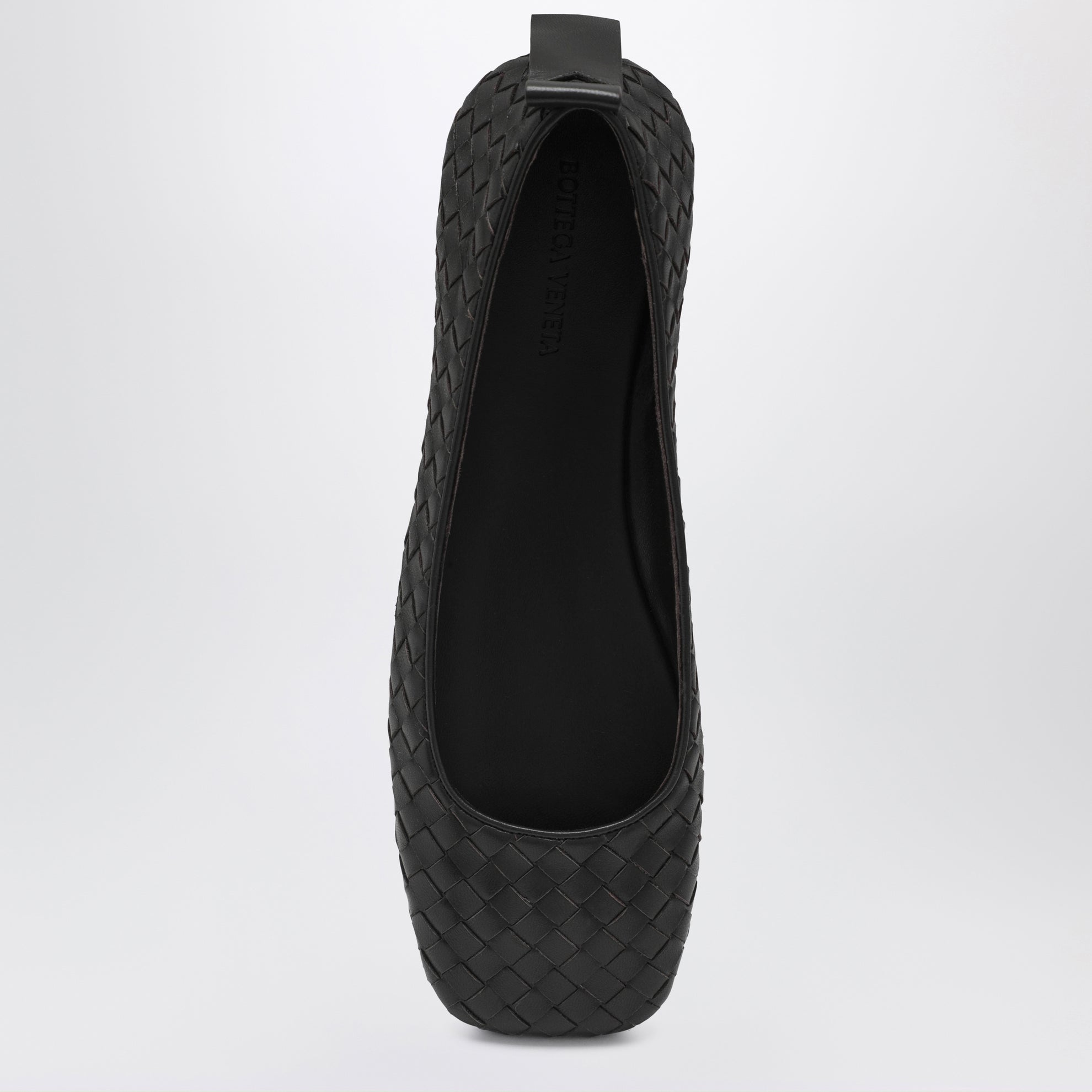 Charlotte square-toe intrecciato leather flats in espresso