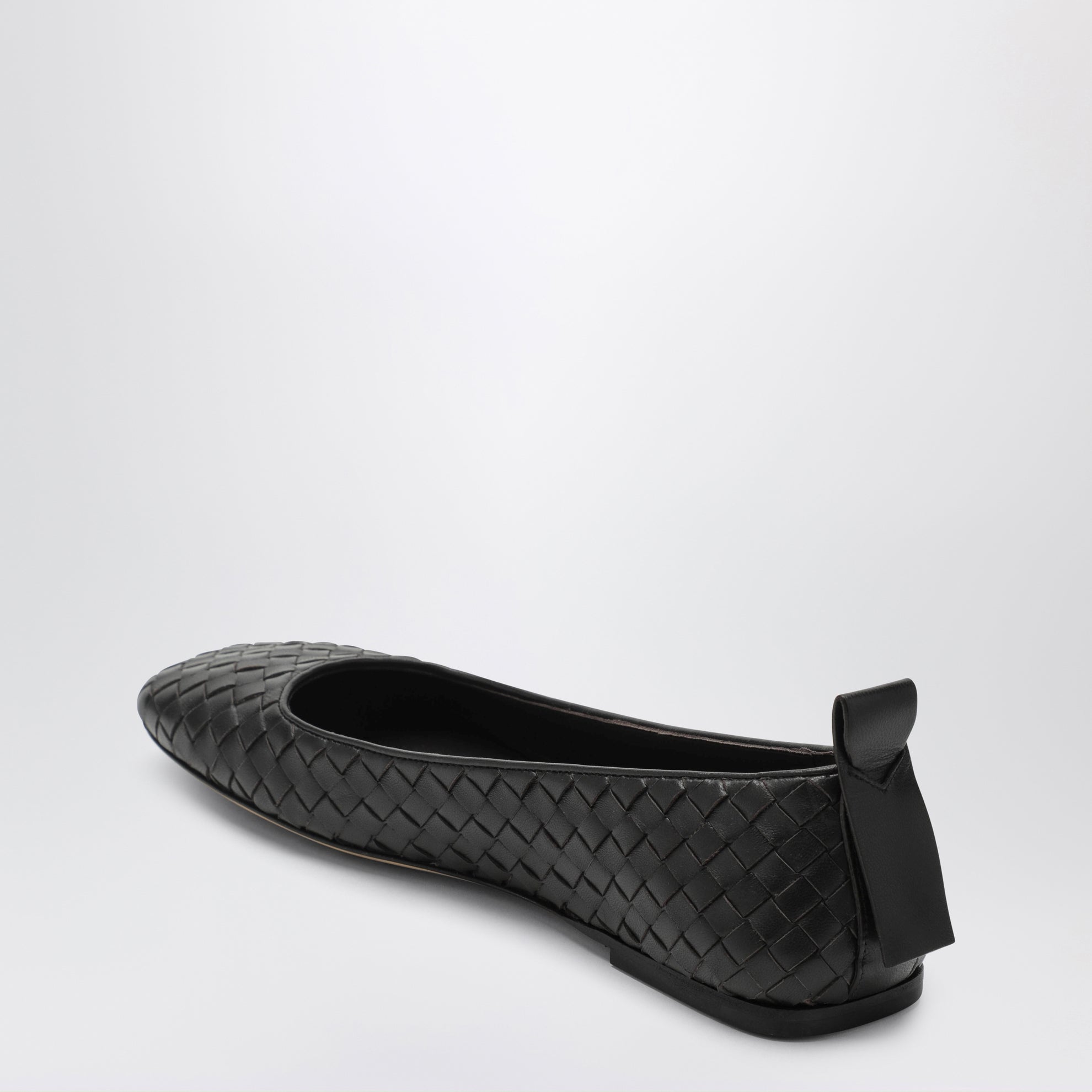 Charlotte square-toe intrecciato leather flats in espresso