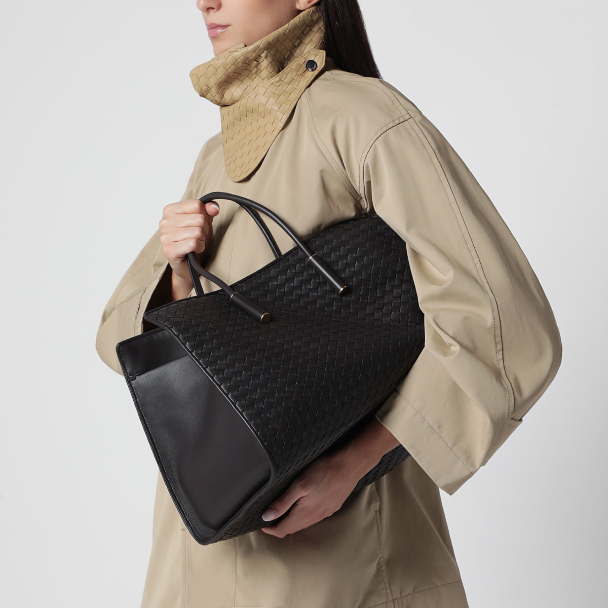Barbara brown nappa tote bag