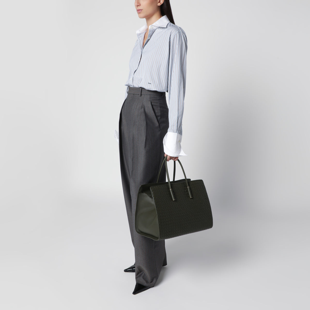 Sac cabas Barbara en cuir vert