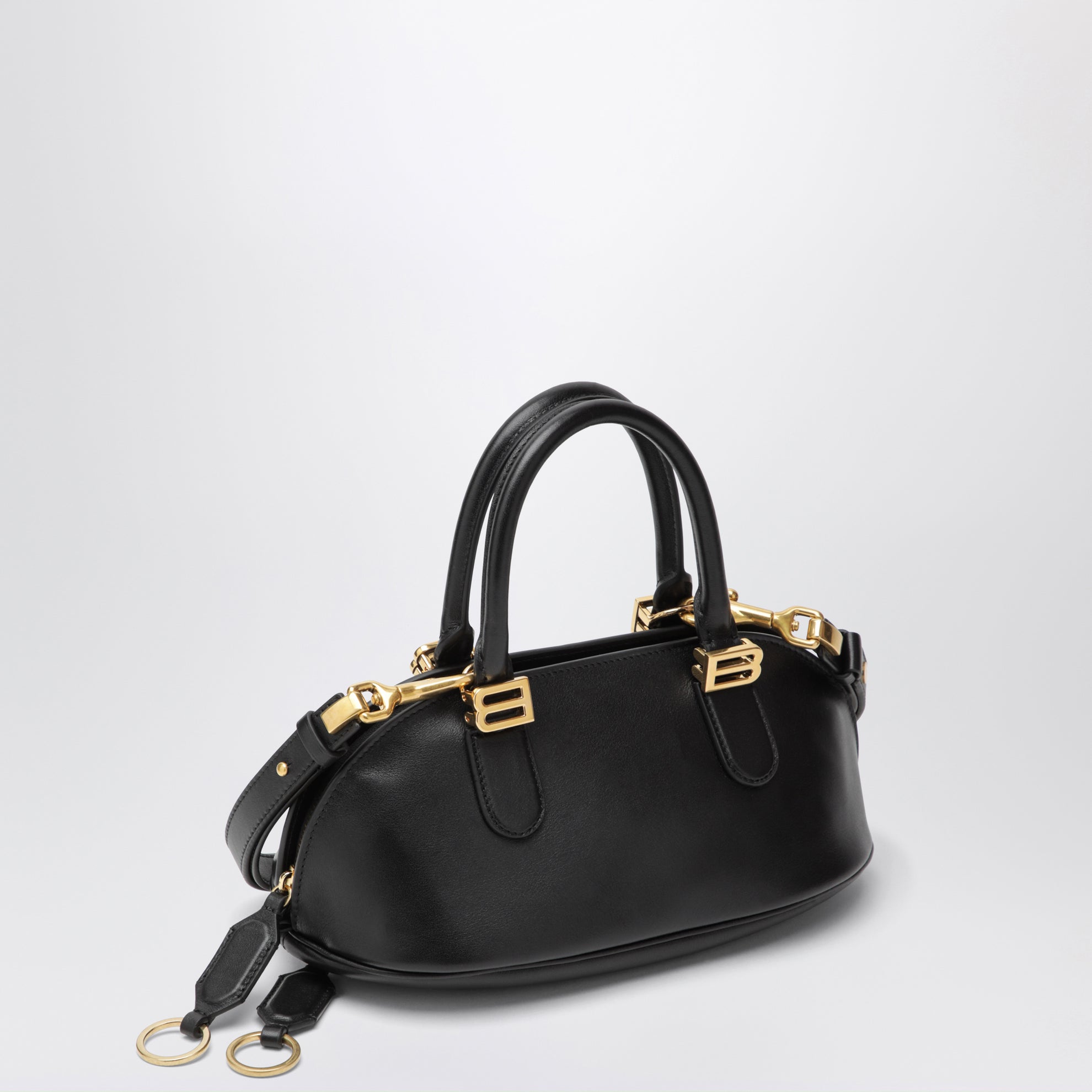 Bolero Mini Bowlingtasche aus schwarzem Leder