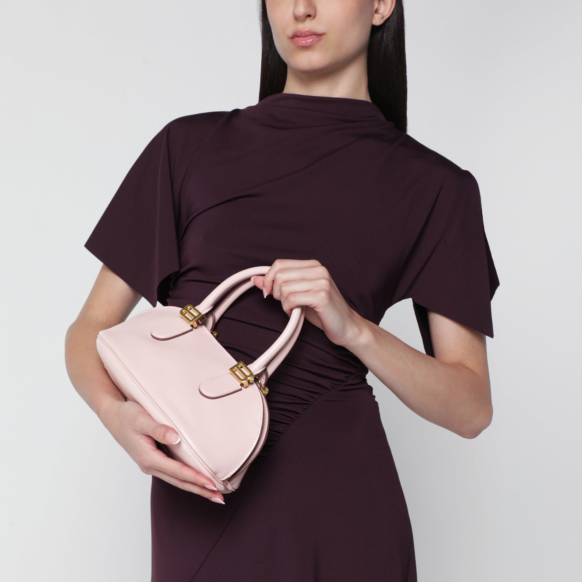 Borsa bowling Bolero Mini in pelle rosa