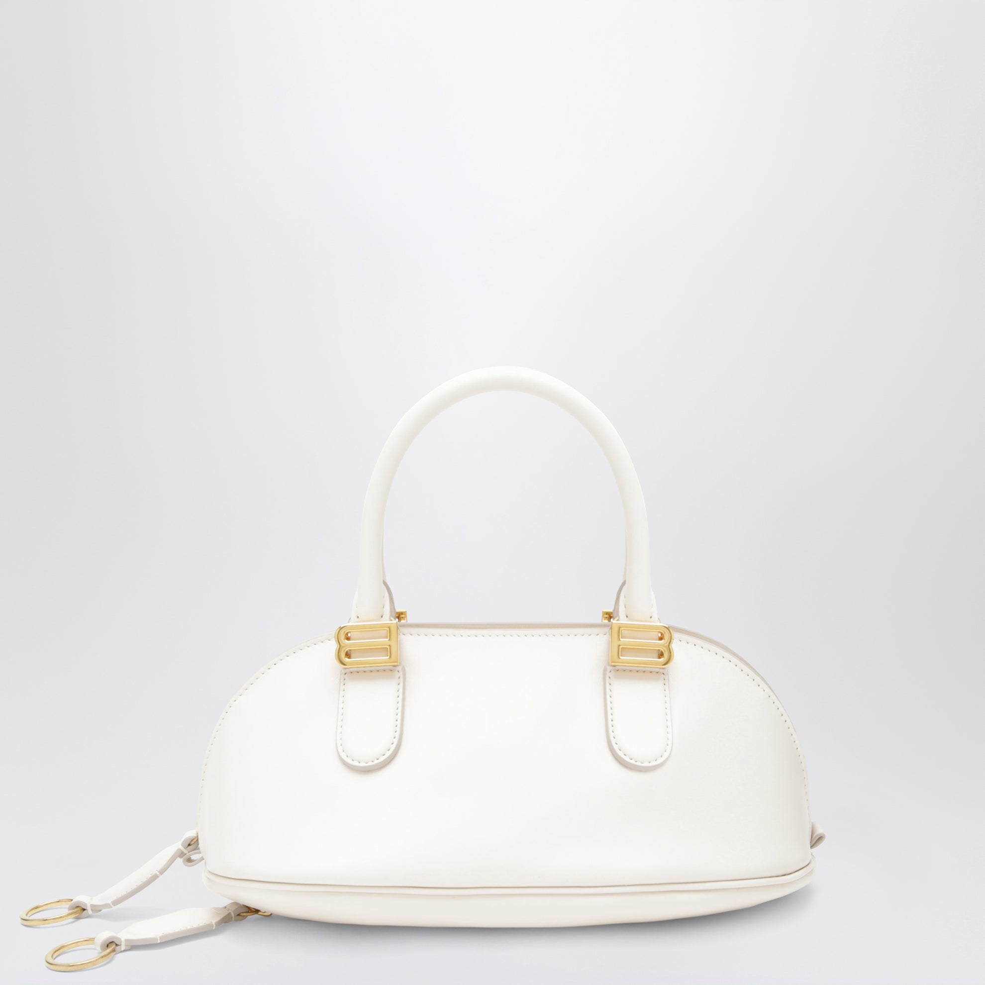 Borsa bowling Bolero Mini in pelle color crema