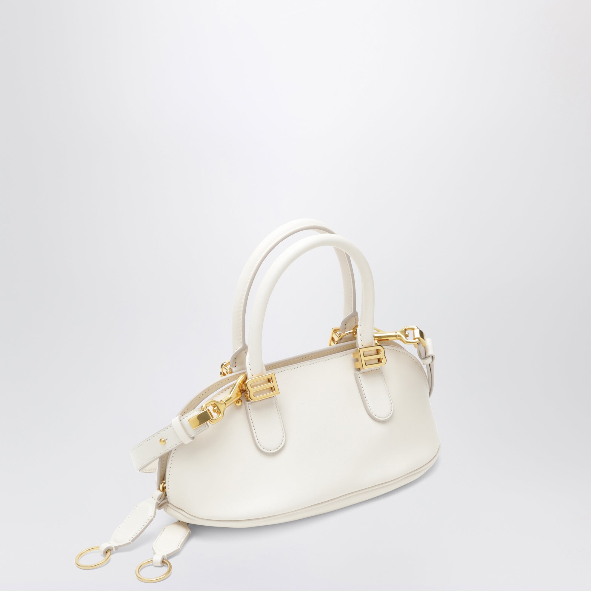 Borsa bowling Bolero Mini in pelle color crema