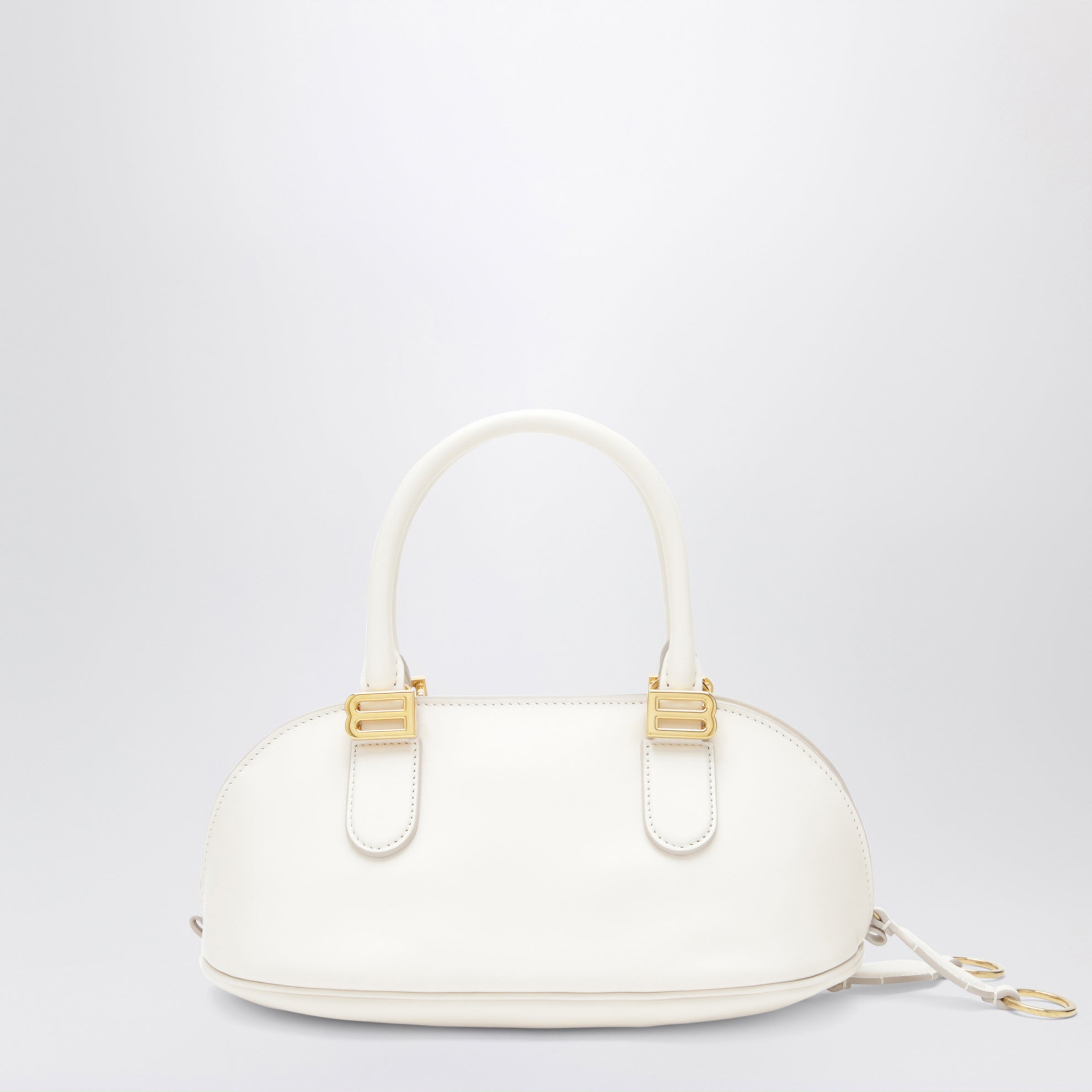 Borsa bowling Bolero Mini in pelle color crema