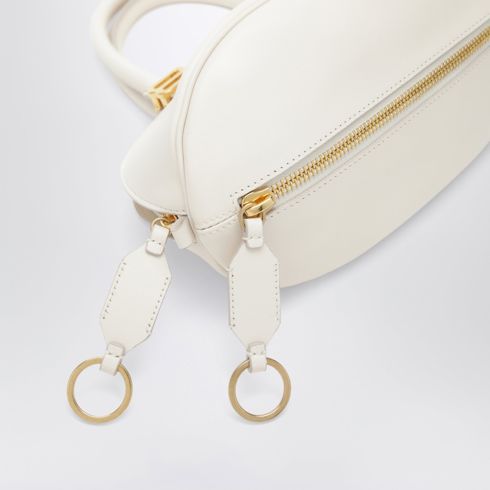 Borsa bowling Bolero Mini in pelle color crema