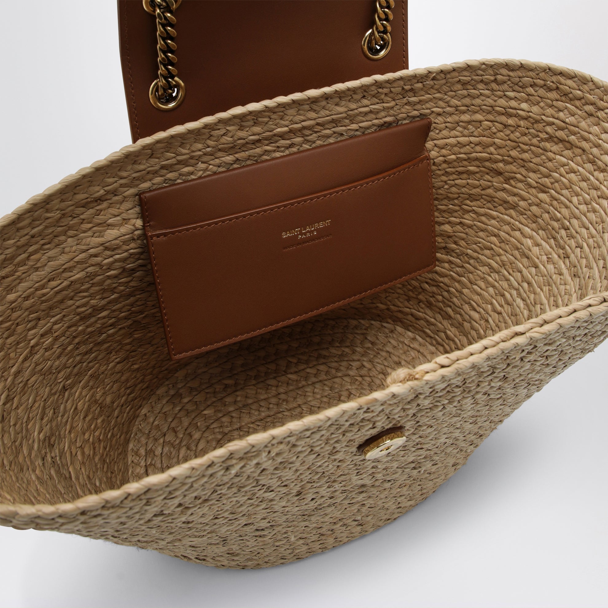 Manon raffia basket bag in Maple Sugar/Brick
