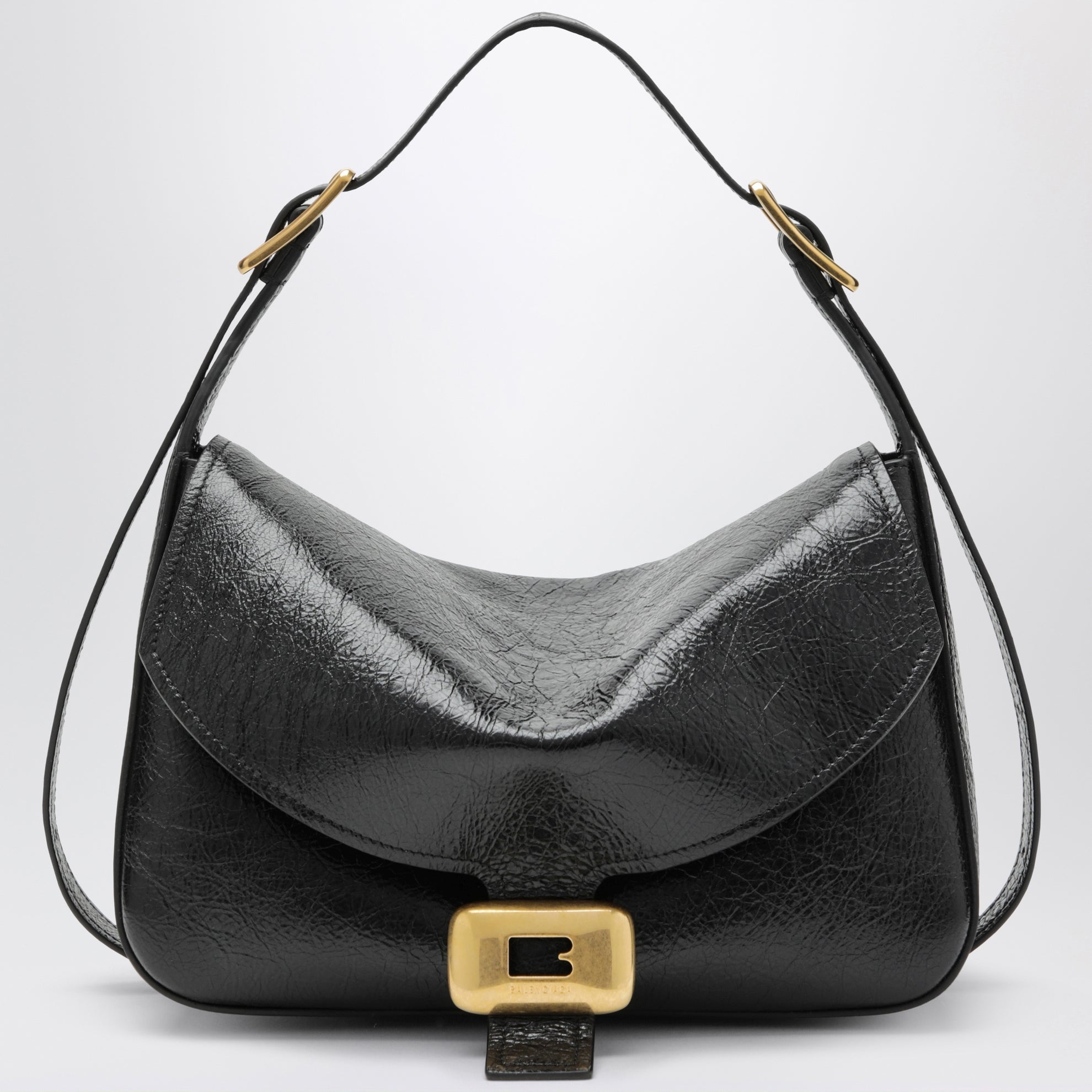 Sac à épaule Clicca Medium en cuir d’agneau noir