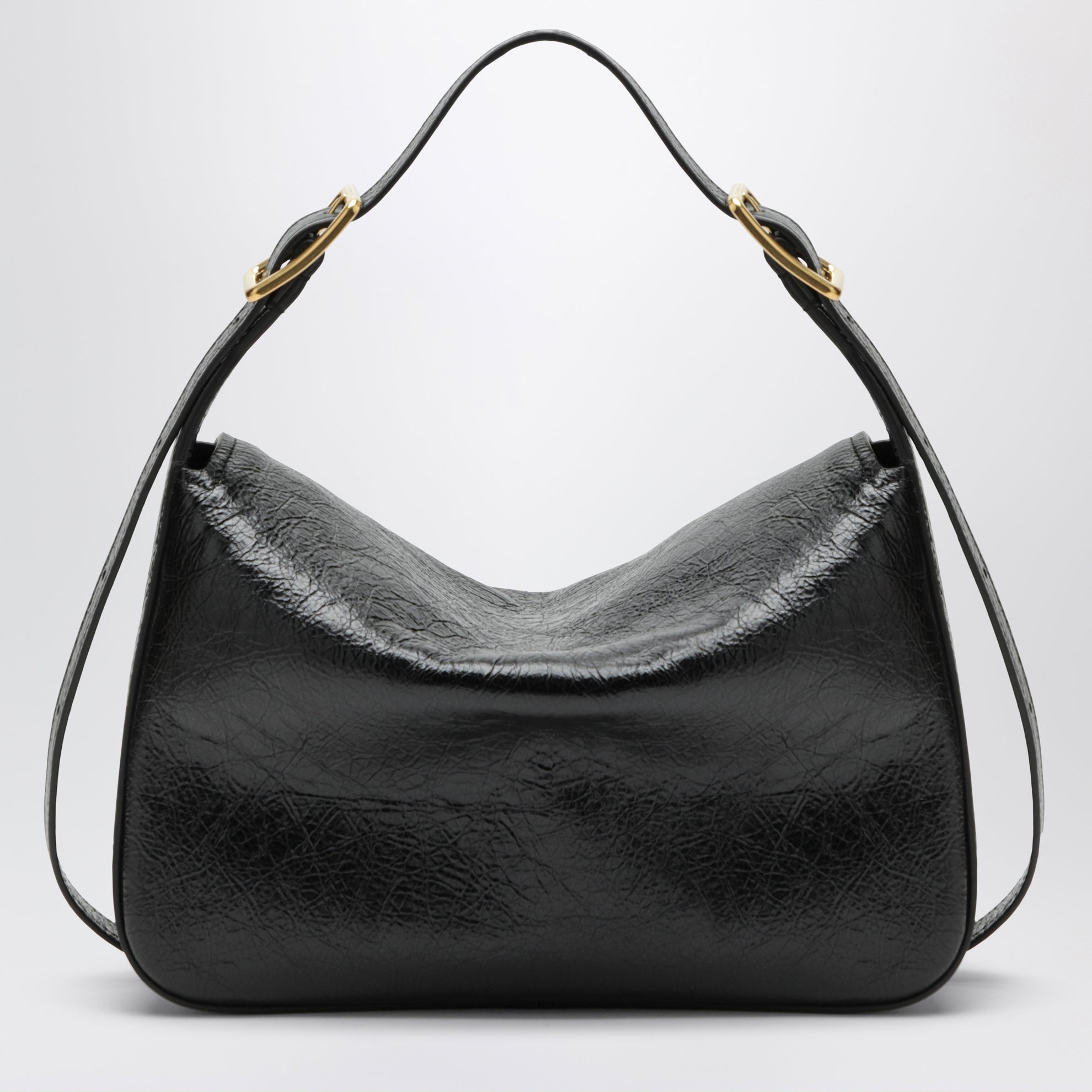 Sac à épaule Clicca Medium en cuir d’agneau noir