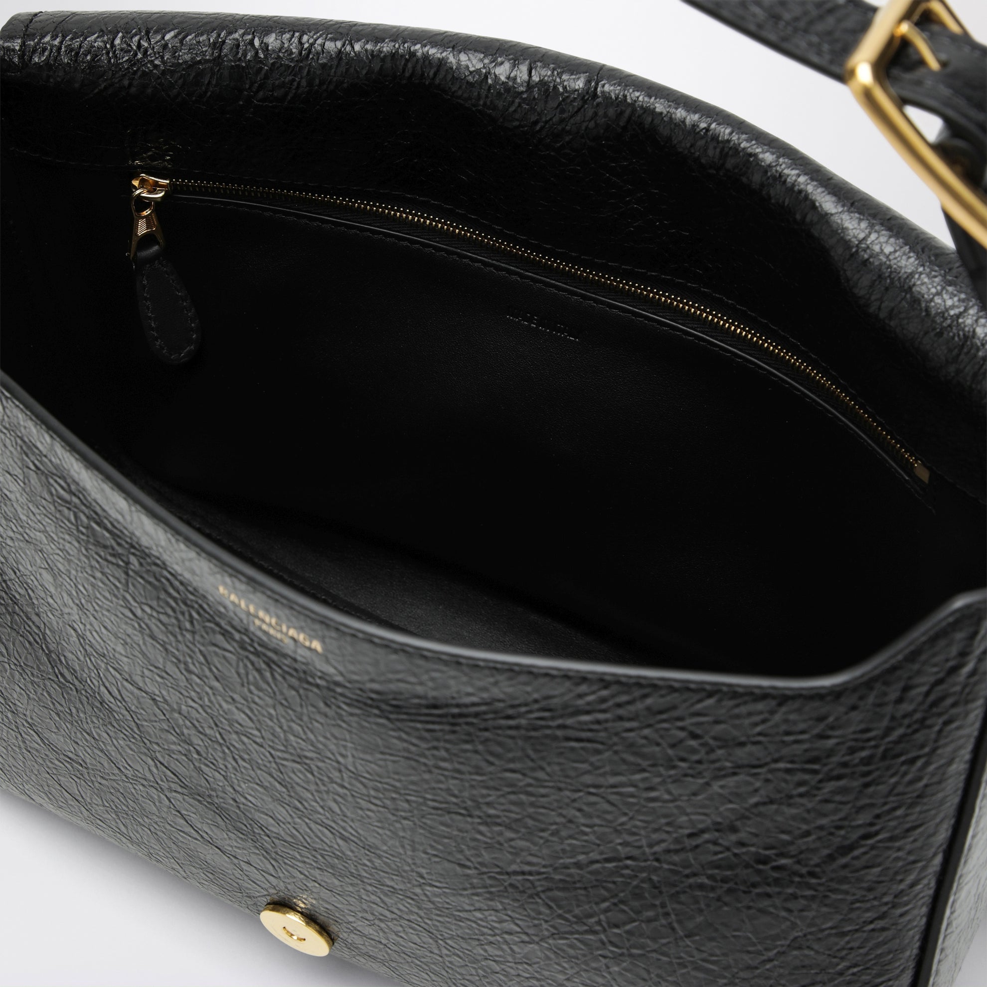 Sac à épaule Clicca Medium en cuir d’agneau noir