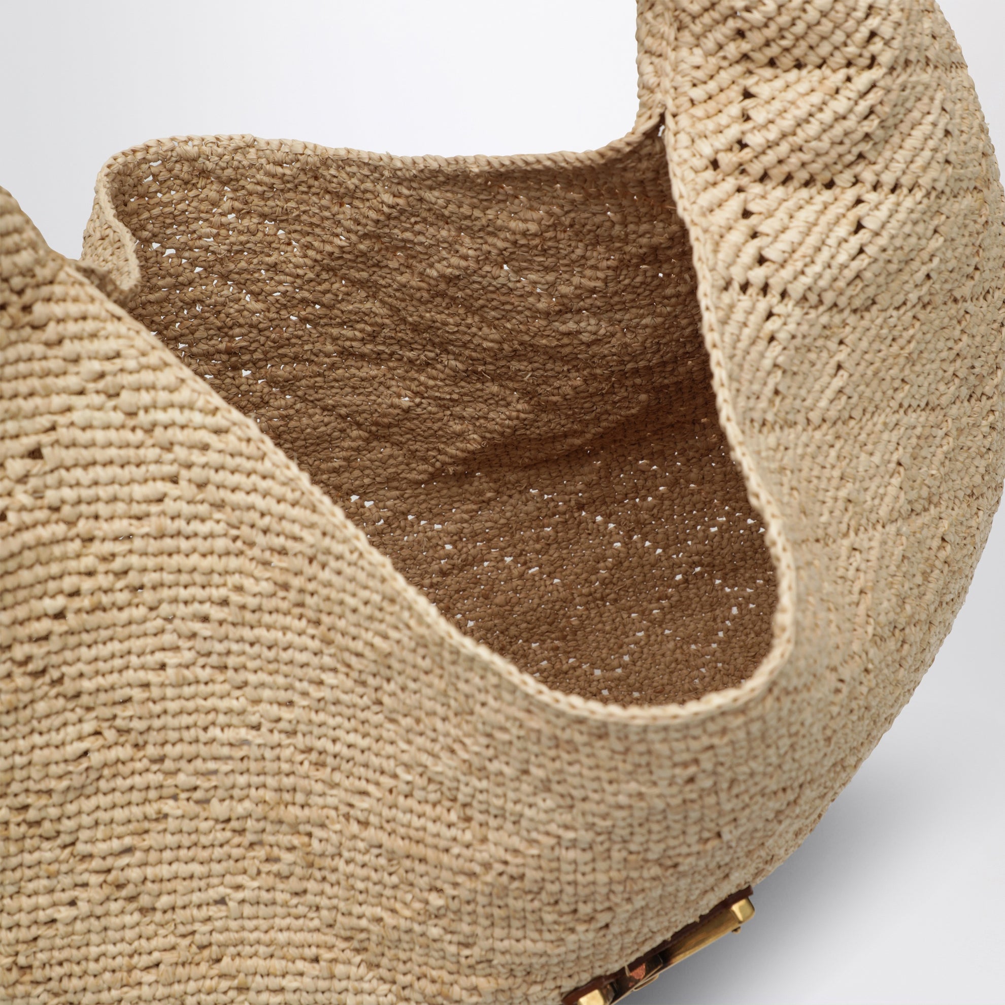 Borsa hobo Icare in rafia Pale Brown/Brick