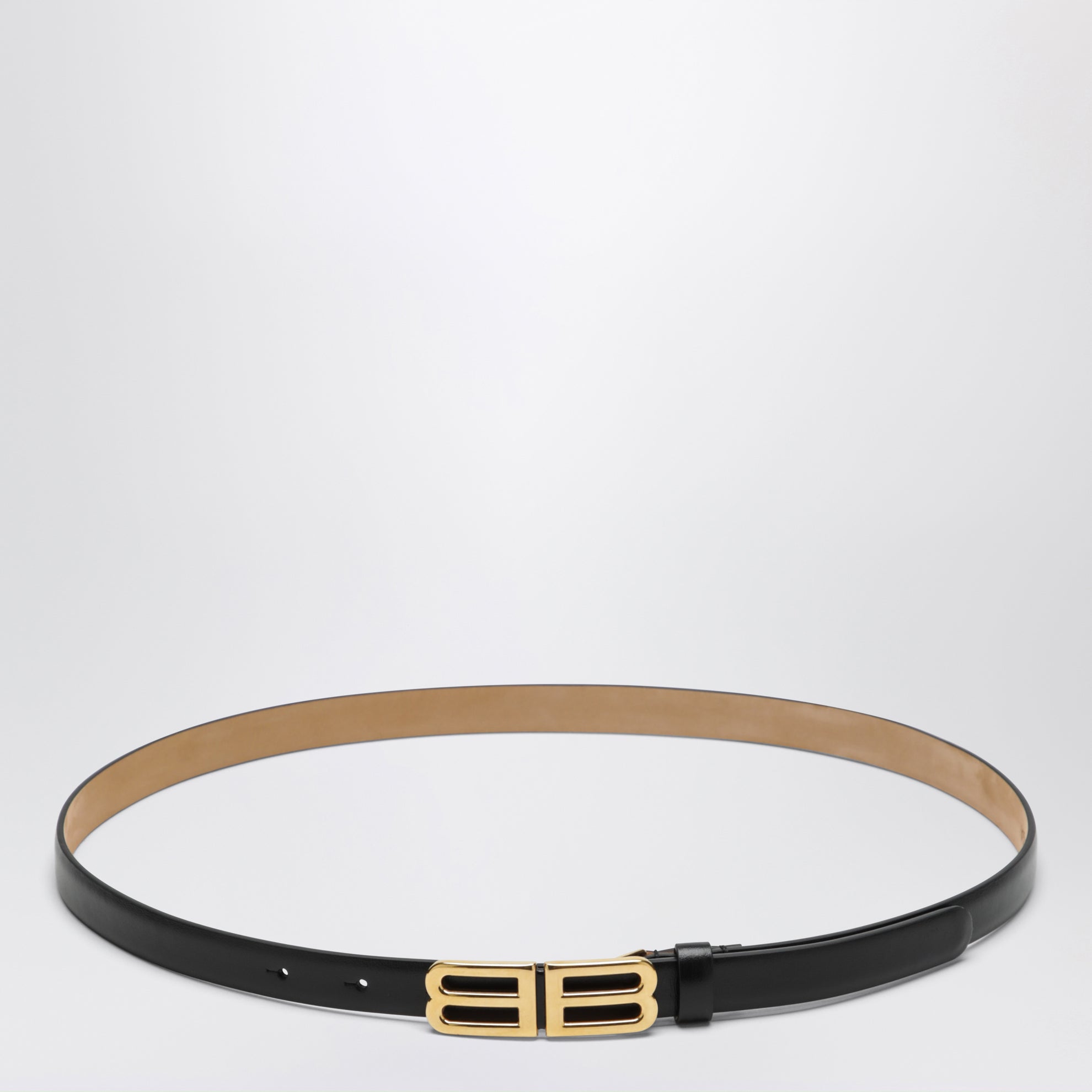 Ceinture Bolero BB en cuir de veau lisse noir