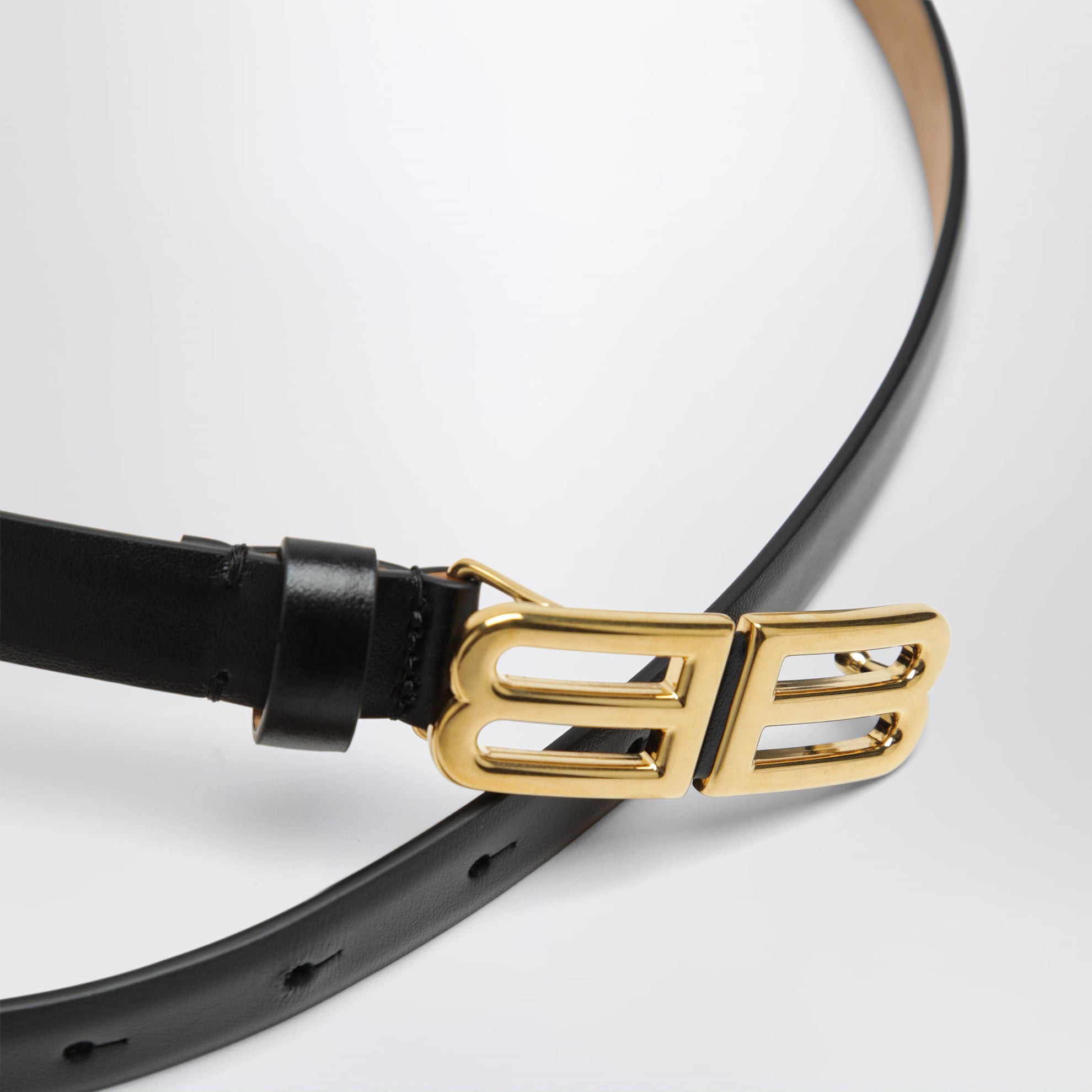 Ceinture Bolero BB en cuir de veau lisse noir