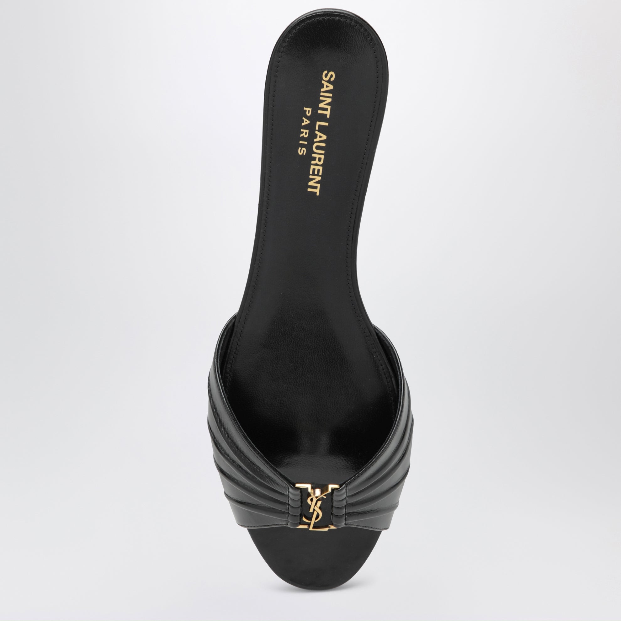 Babylone flat sandals in smooth black leather