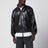 Felpa con zip nera/bordeaux in pelle