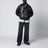 Felpa con zip nera/bordeaux in pelle
