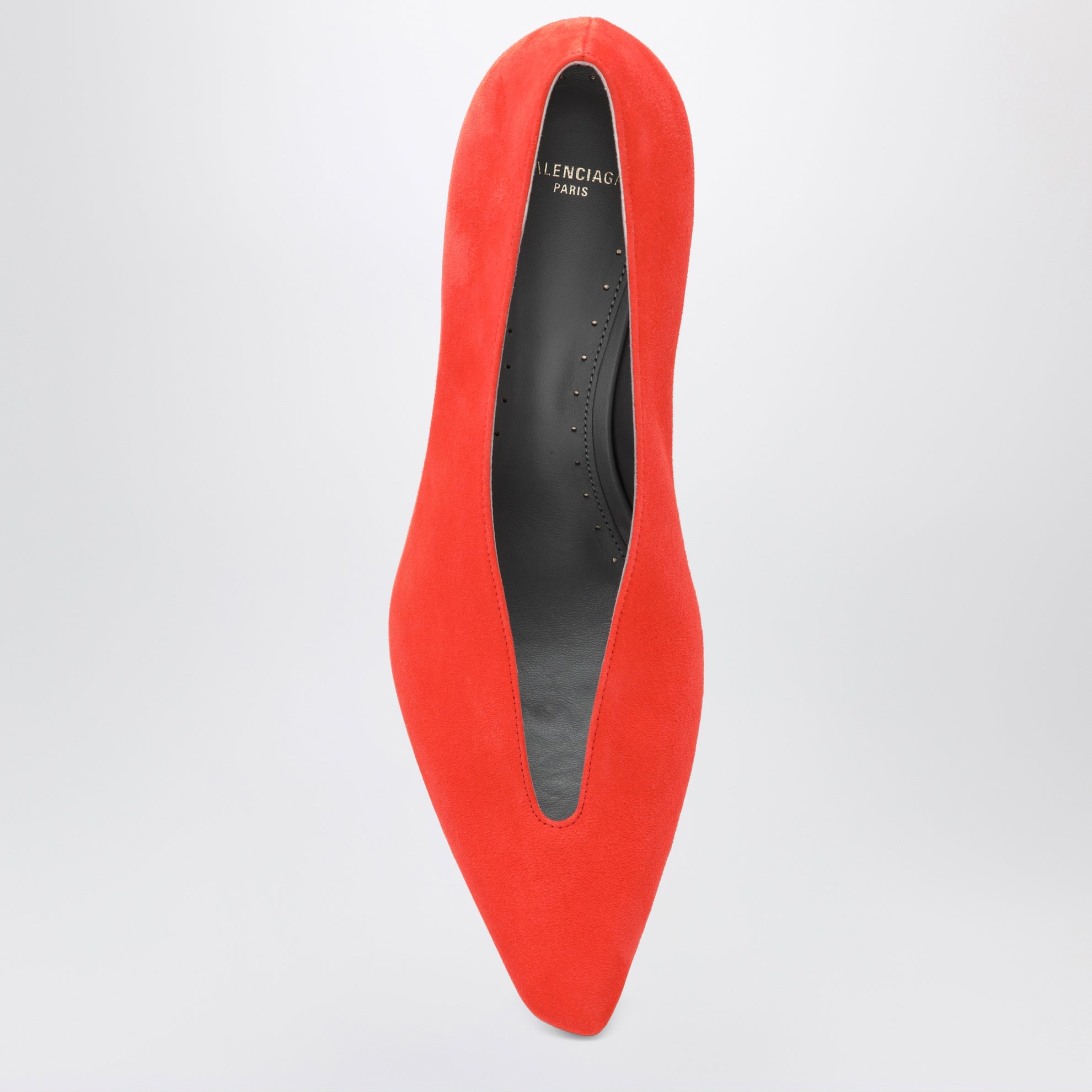 Duchesse 90 mm suede goatskin pumps in tangerine