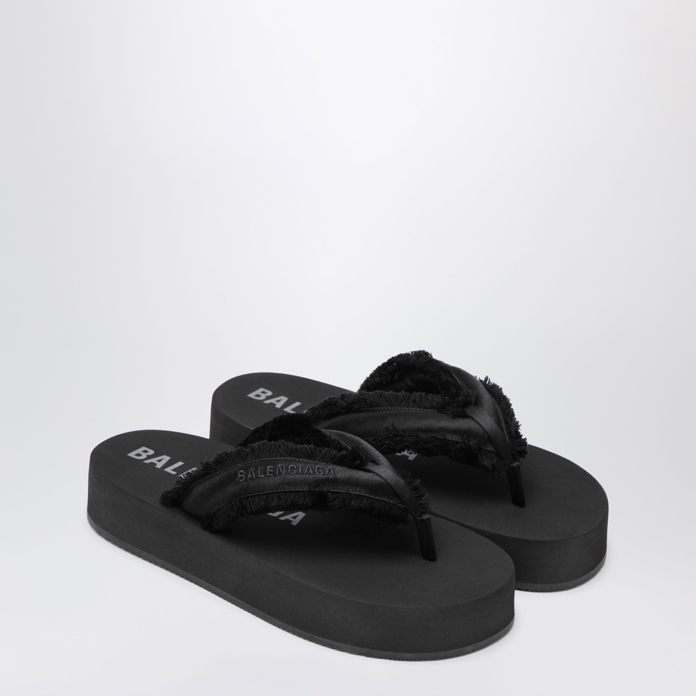 Balenciaga Jet Lag thong sandals in black satin | TheDoubleF