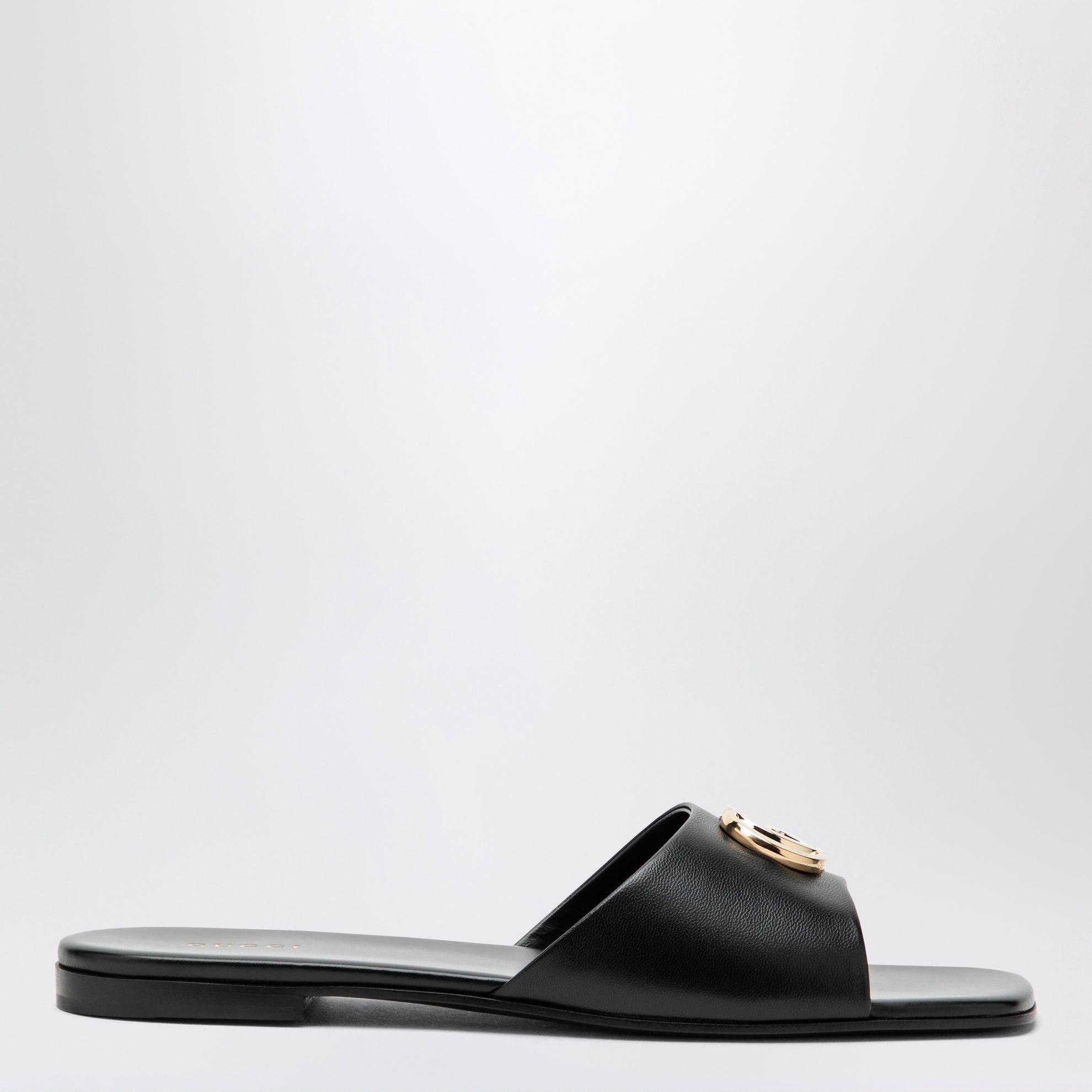 Double G Slides aus schwarzem Nappaleder